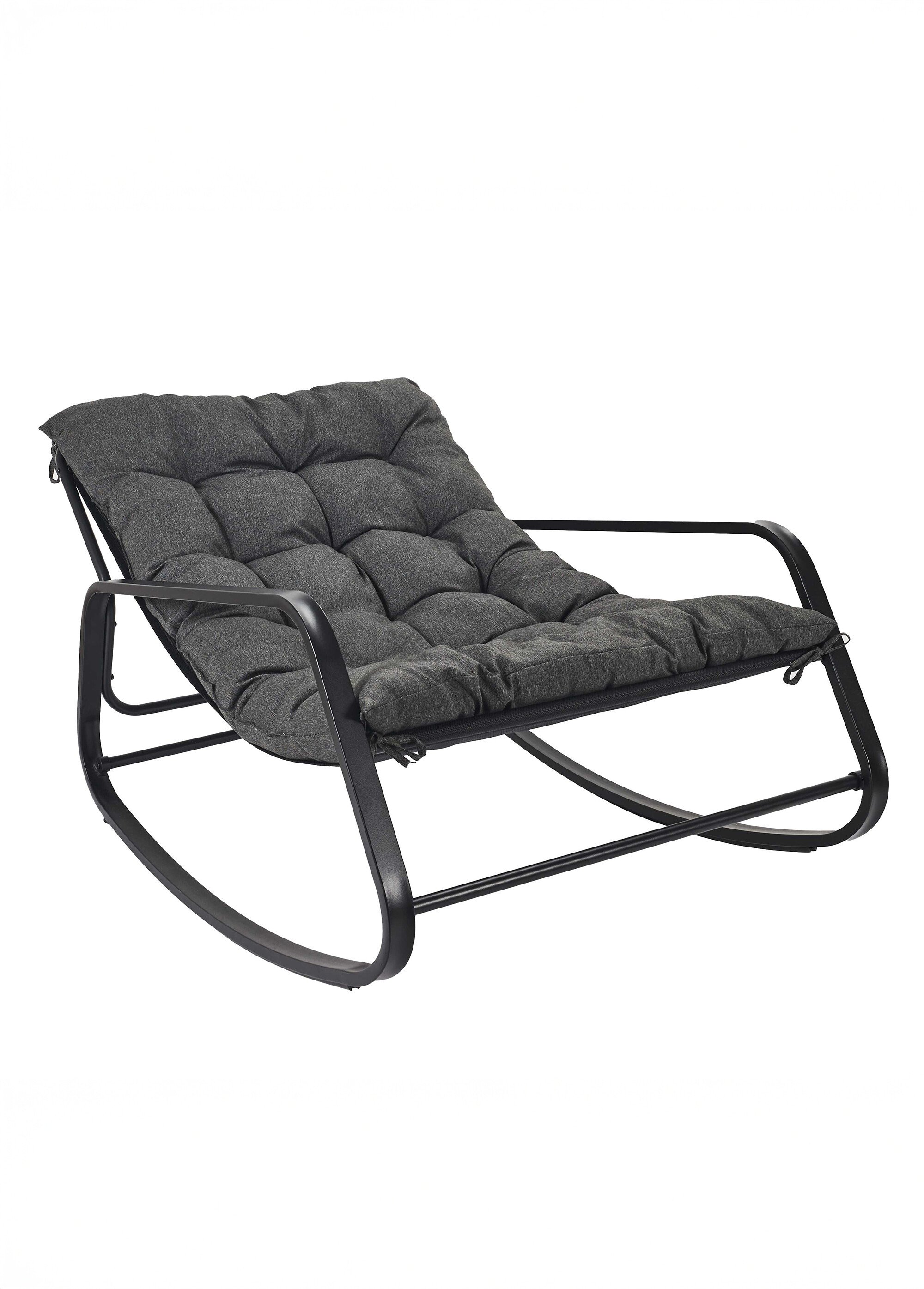 Fauteuil bascule foncé coussin rembourré