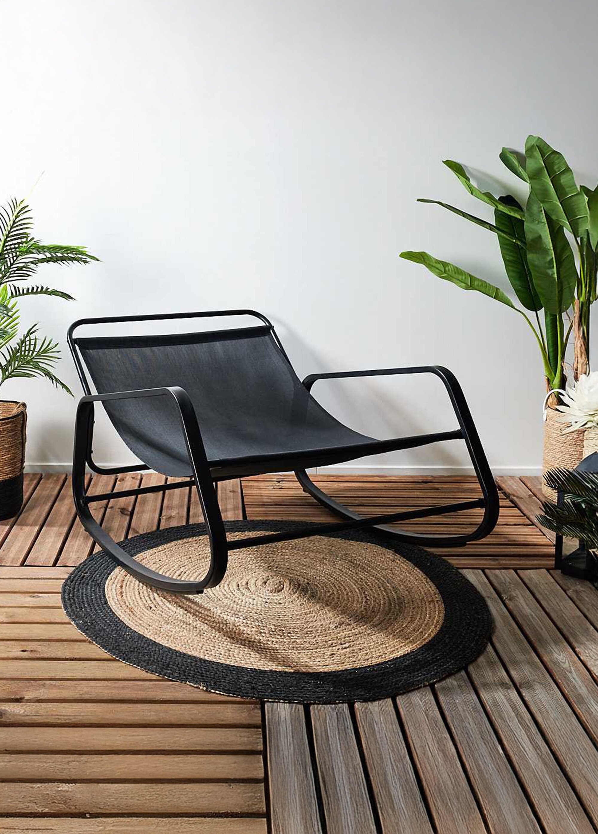 Fauteuil bascule foncé coussin rembourré NOIR CMP-HDO7248 SI1