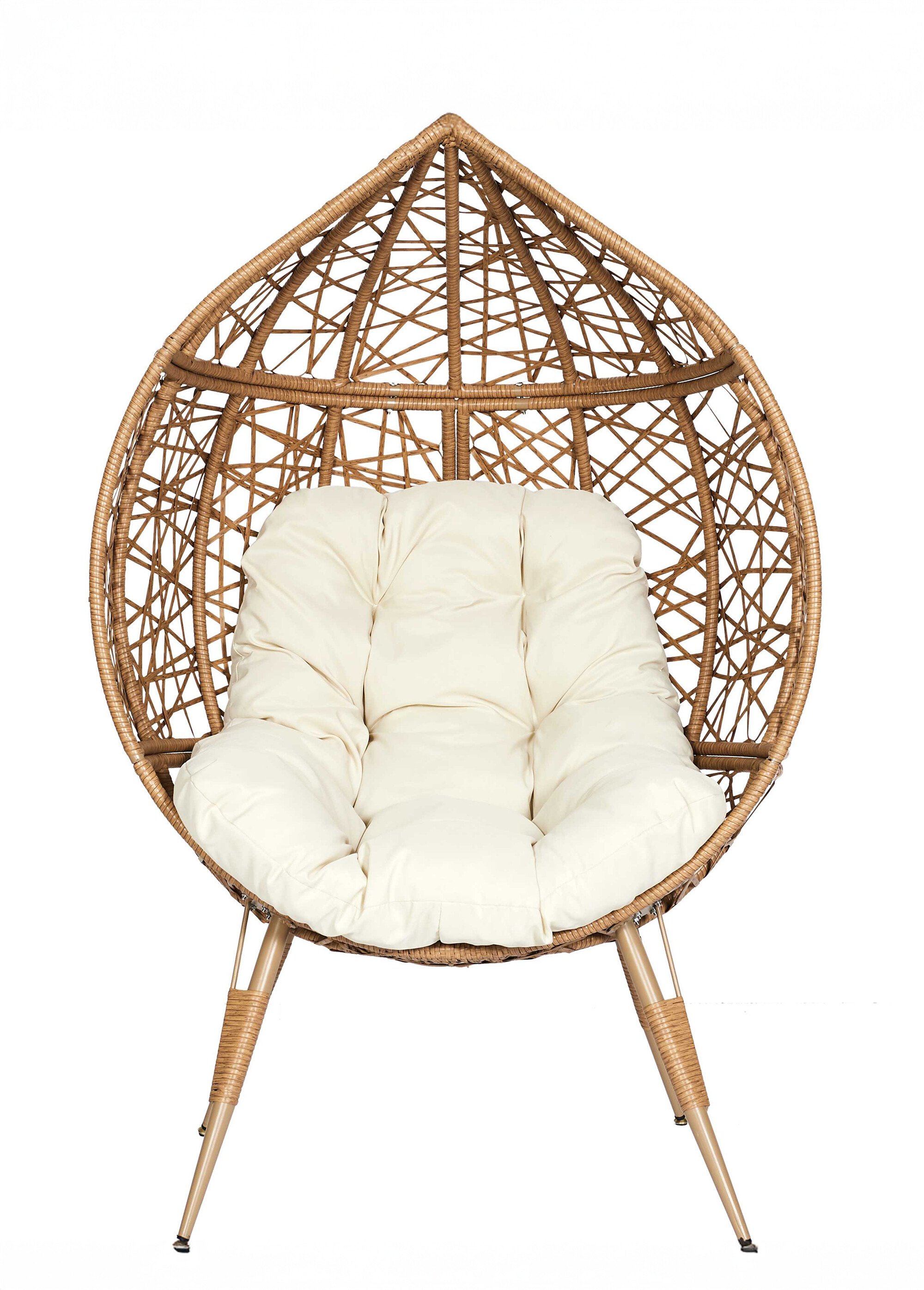 Fauteuil en osier avec structure oeuf BEIGE CMP-HDO7247 DE1