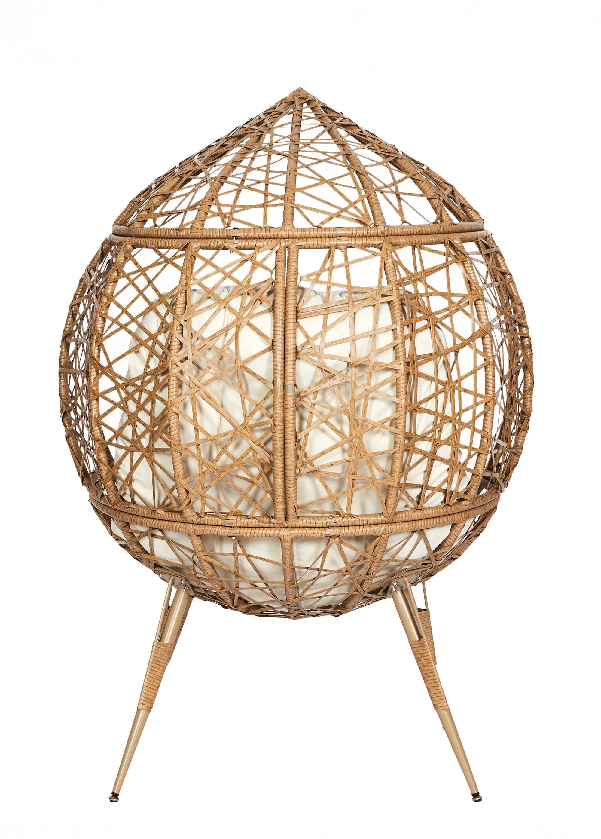 Fauteuil en osier avec structure oeuf BEIGE CMP-HDO7247 DO1