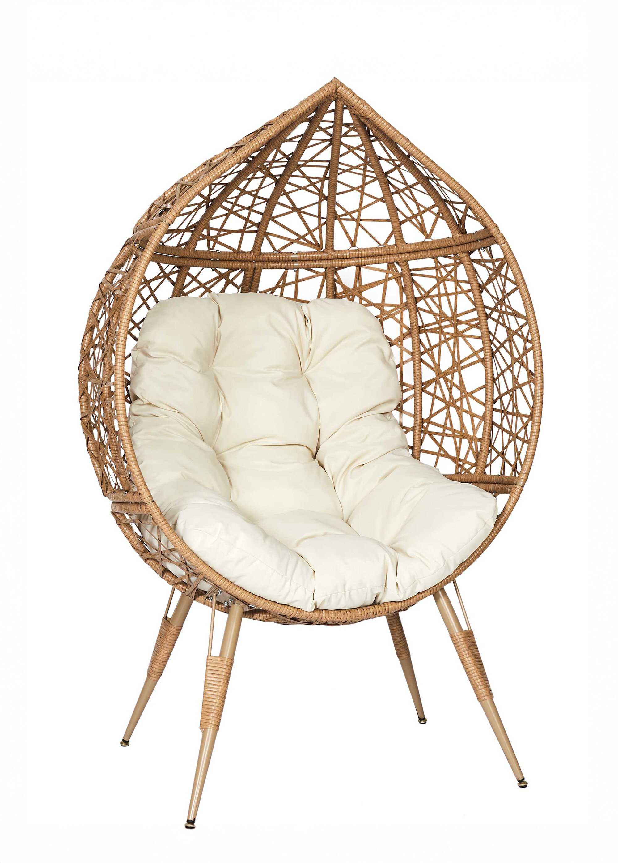 Fauteuil en osier avec structure oeuf BEIGE CMP-HDO7247 FA1