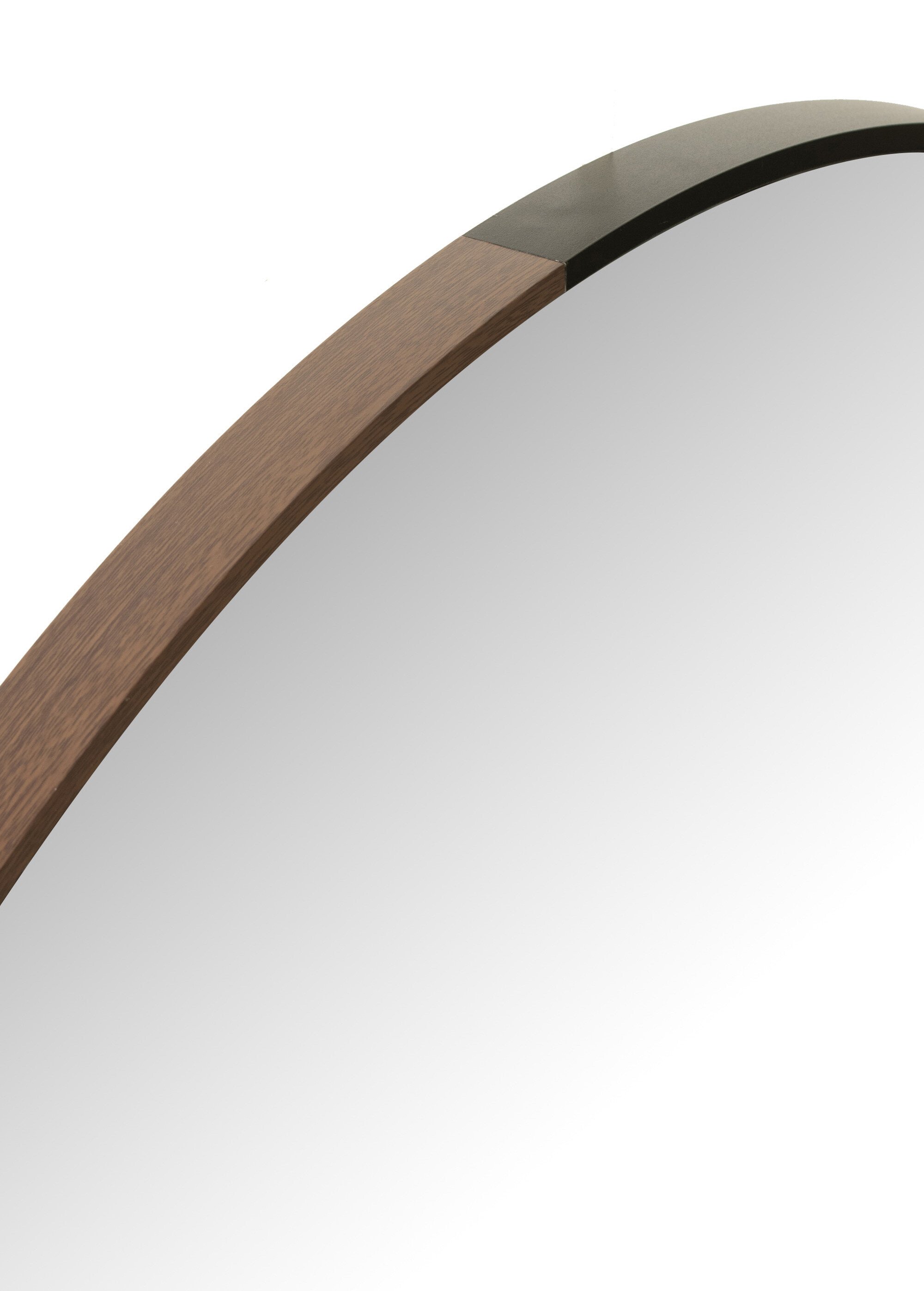 Grand miroir rond contour métal et bois
