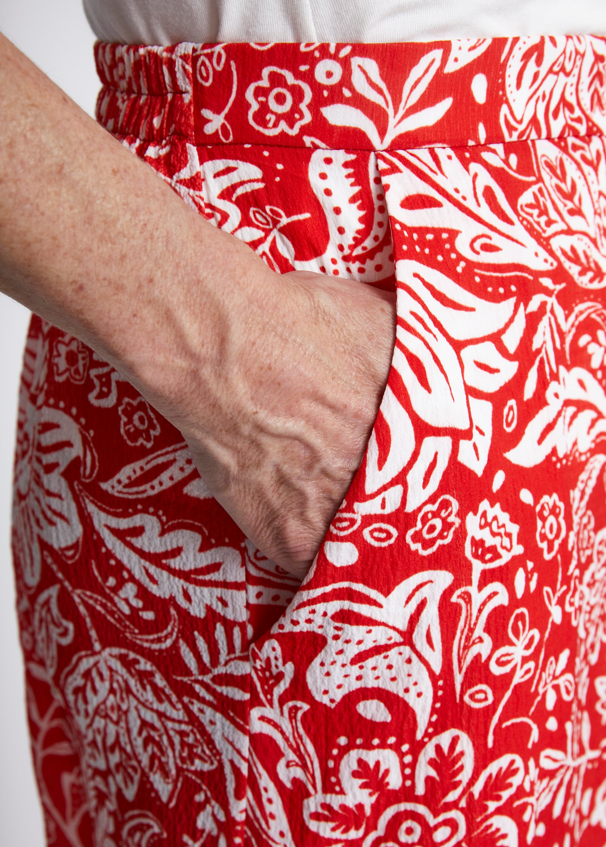 Jupe-culotte taille élastiquée tissu gaufré Femme Rouge LASTIC DE1