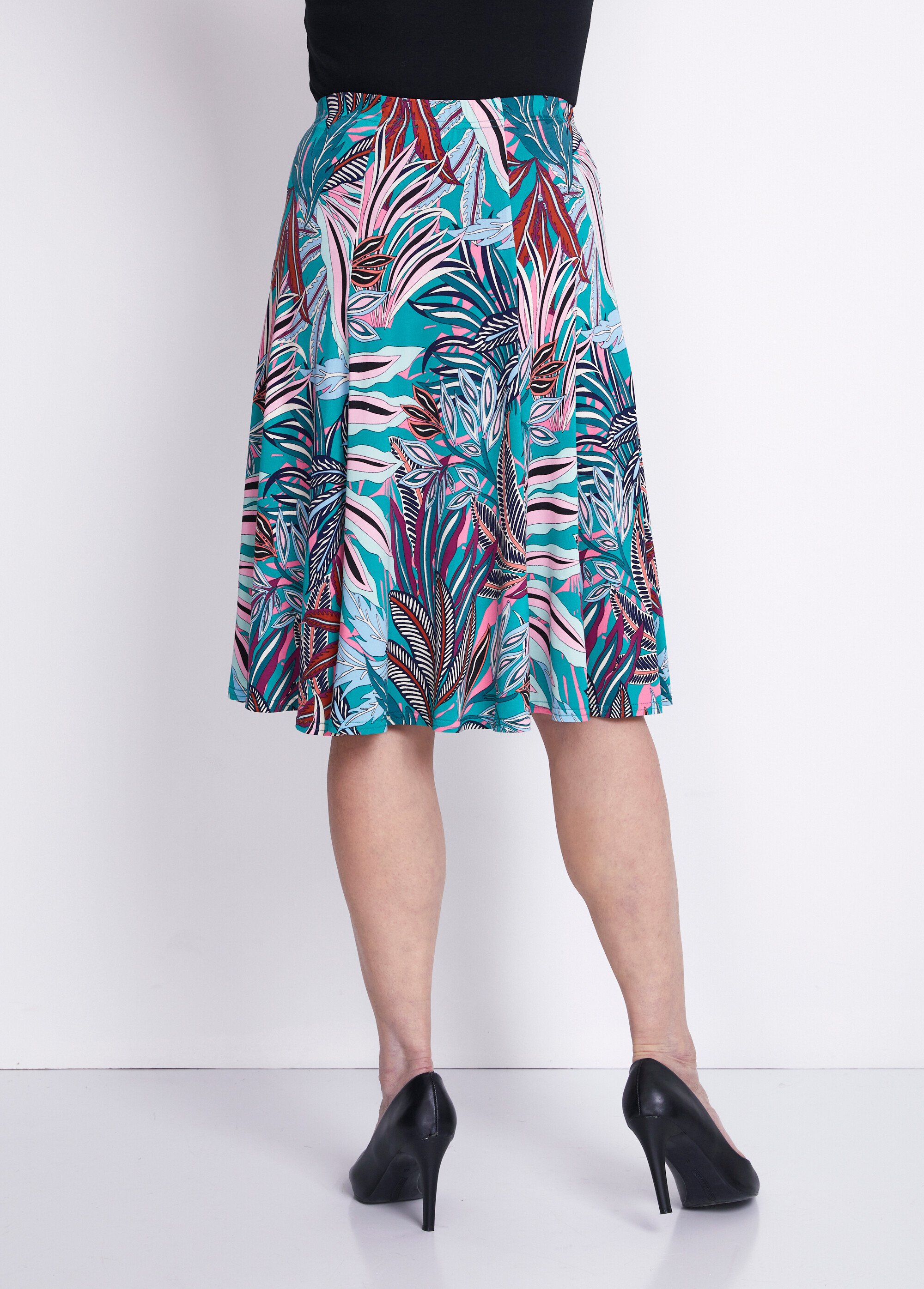 Jupe évasée maille imprimée taille élastiquée Femme Vert LIVORNO DO1