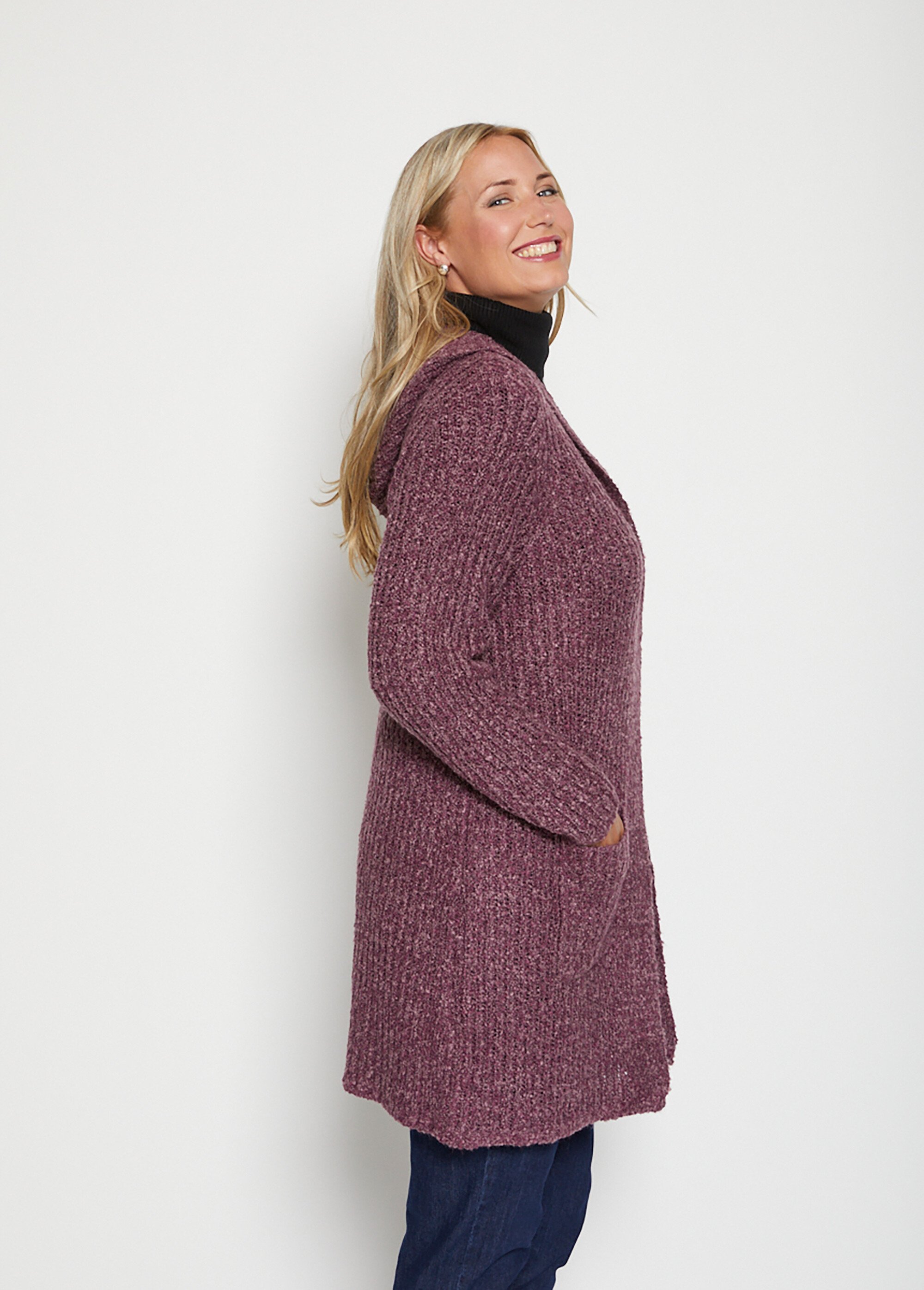 Long gilet à capuche Femme Grande Taille Violet PONTON DR1