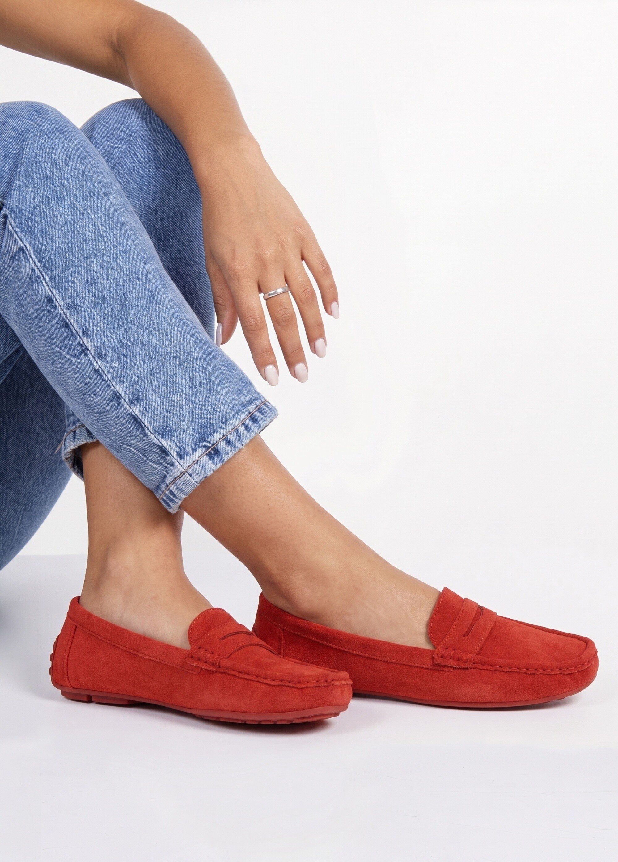 Mocassins essentiels, simili cuir suédé Femme Rouge COVHY196 SI1