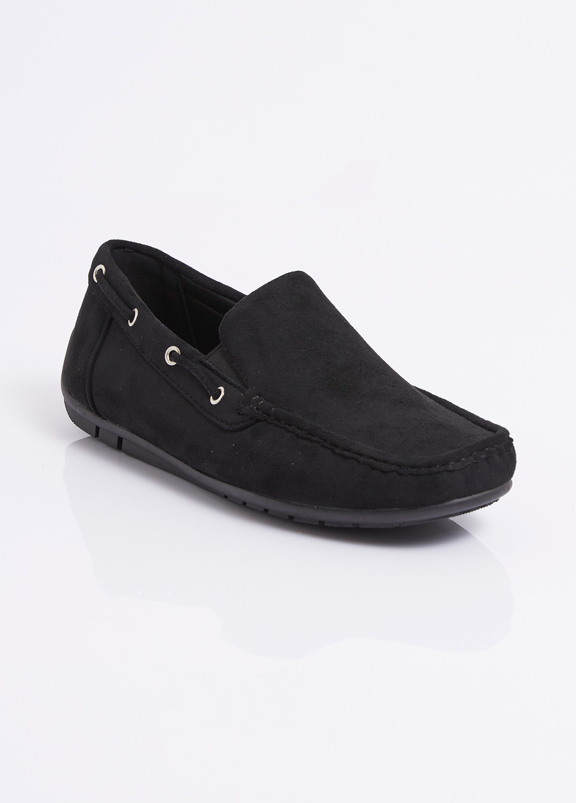 Mocassins suédine, côtés élastiqués Homme Noir JANNSX217 FA1