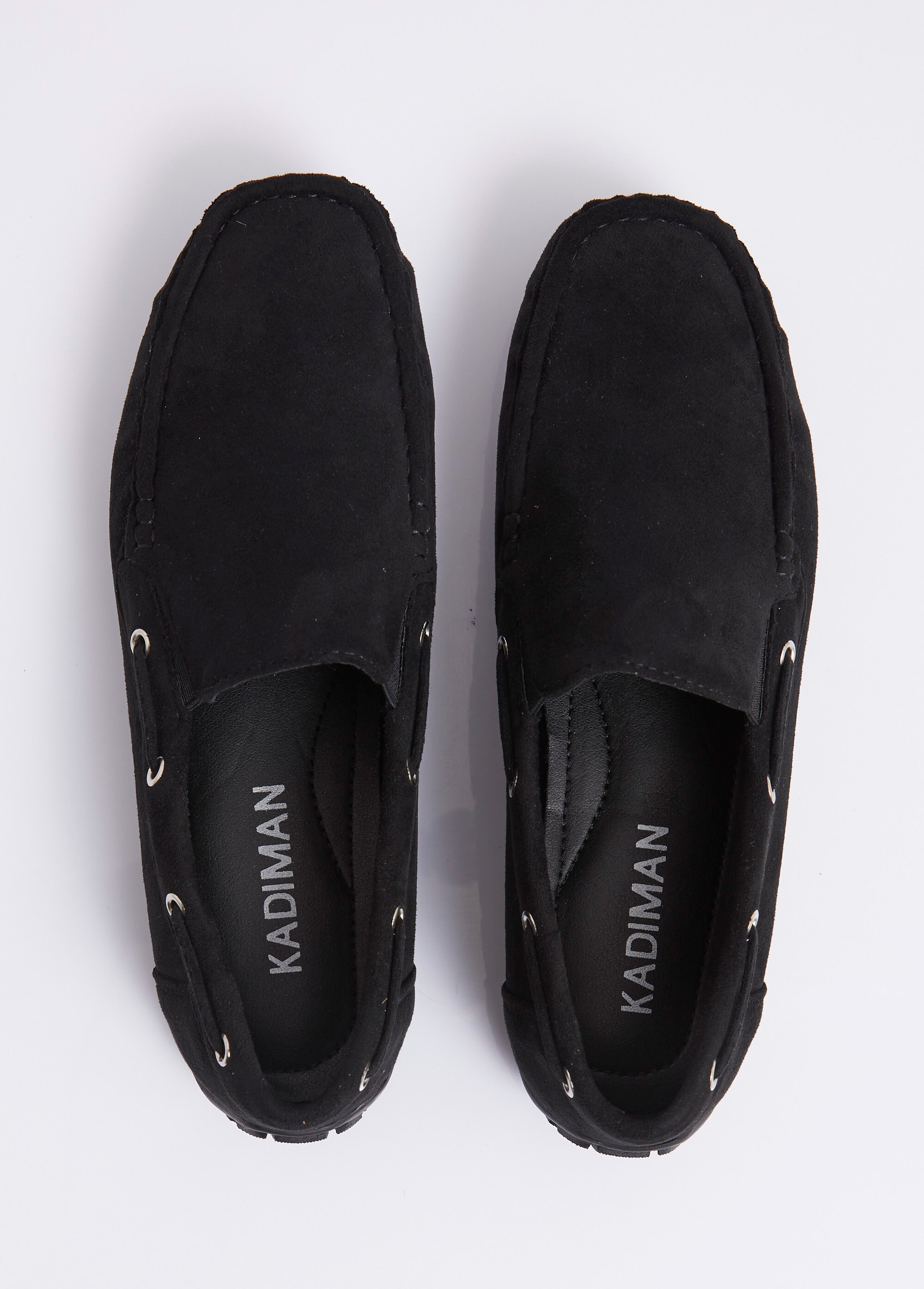Mocassins suédine, côtés élastiqués Homme Noir JANNSX217 OV1