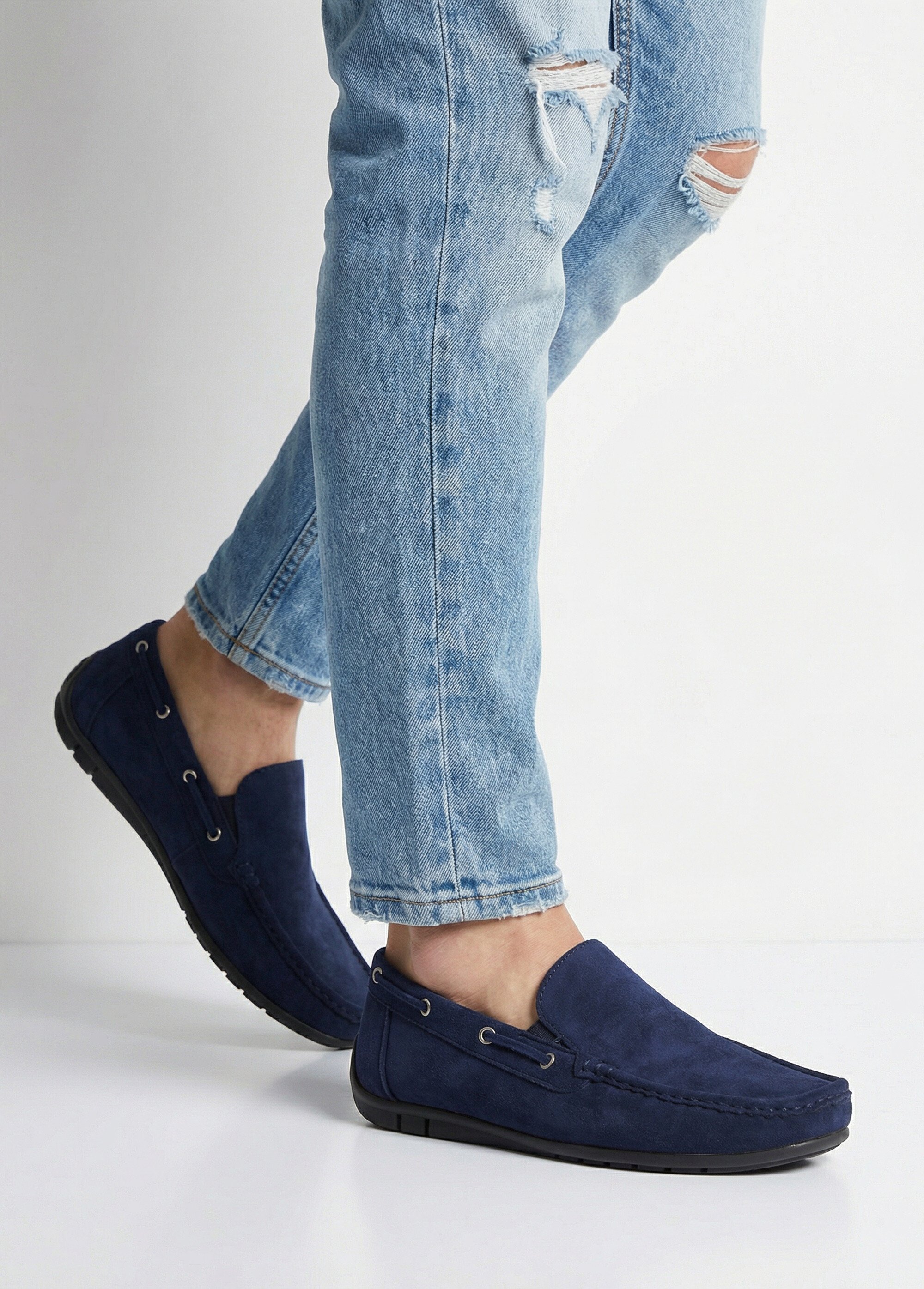 Mocassins suédine, côtés élastiqués Homme Bleu JANNSX217 SI1