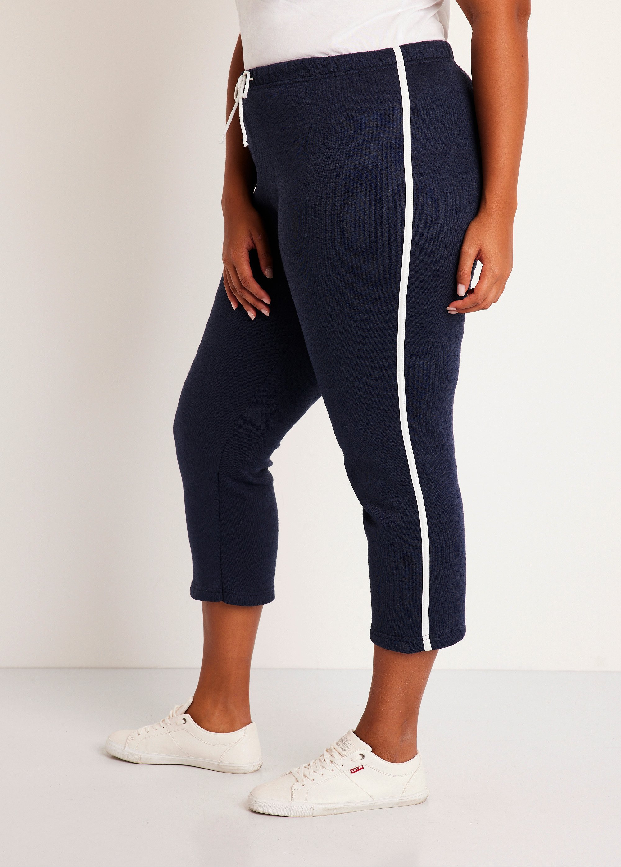 Pantacourt Femme Été Léger Respirant - Pantalon 3/4 Élastique Taille Haute Décontracté