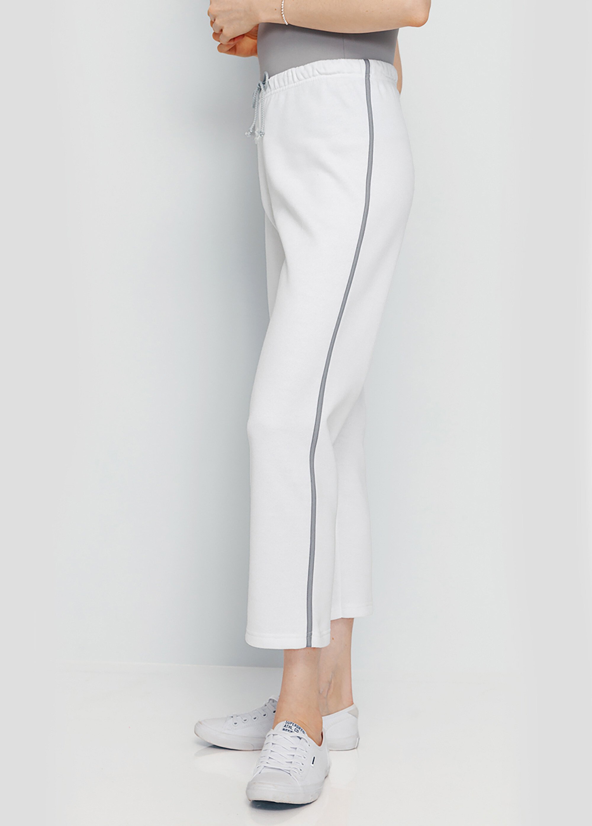 Pantacourt de détente ceinture élastiquée molleton Femme Blanc PLAINE DR1