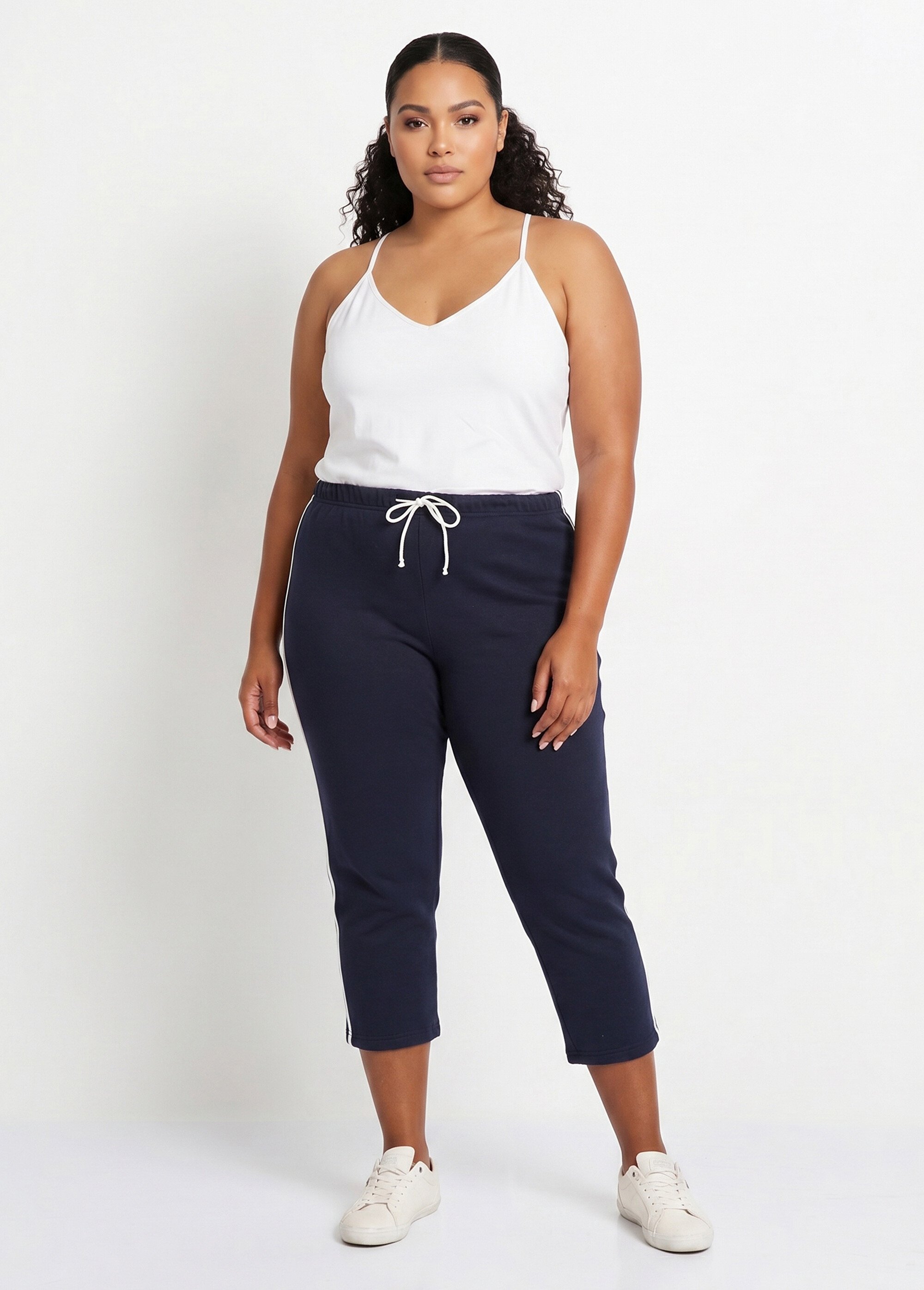 Pantacourt de détente ceinture élastiquée molleton Femme Grande Taille Bleu PLAINE SI1