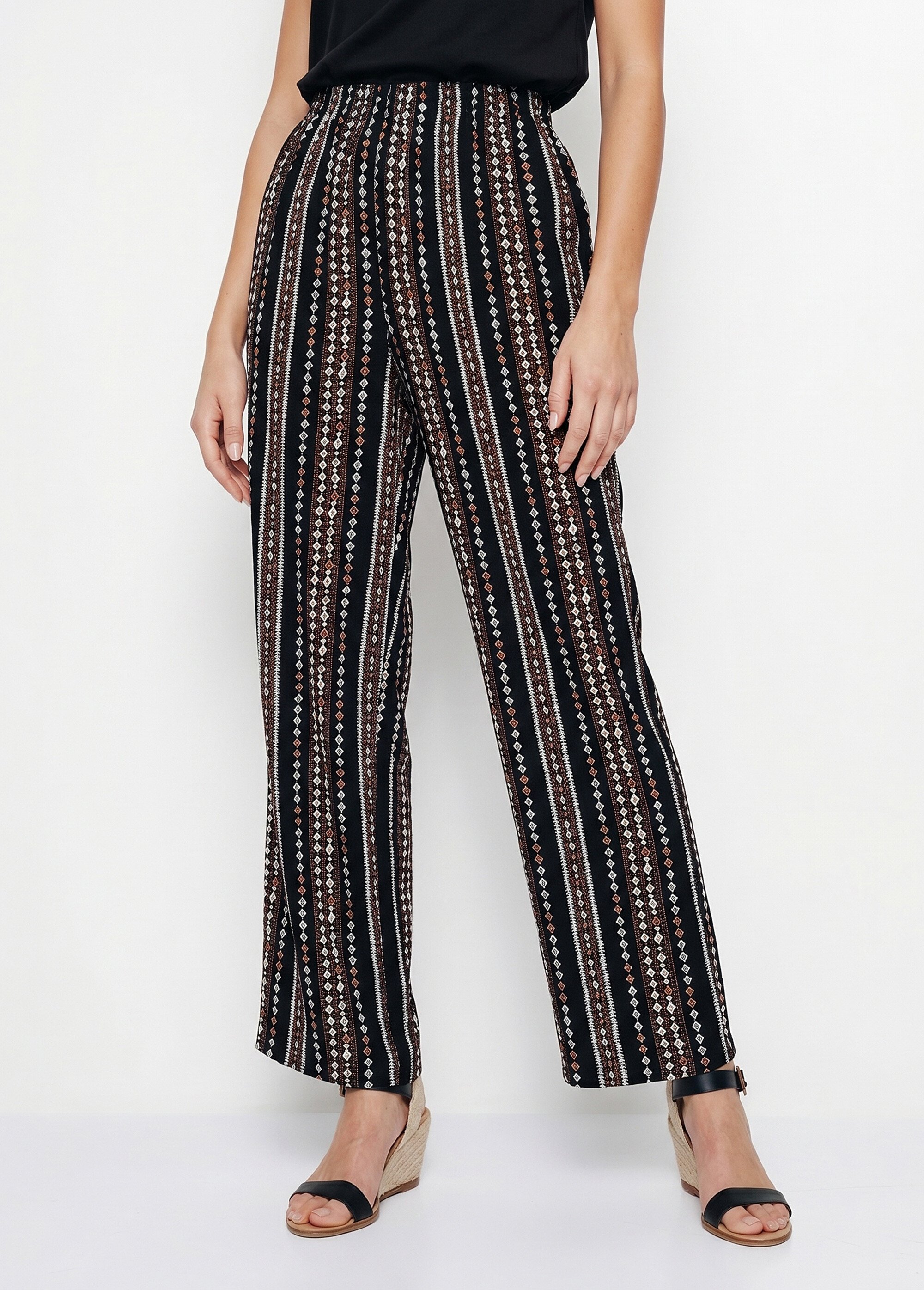 Pantalon imprimé taille élastiquée Femme Noir NECTARINE FA1