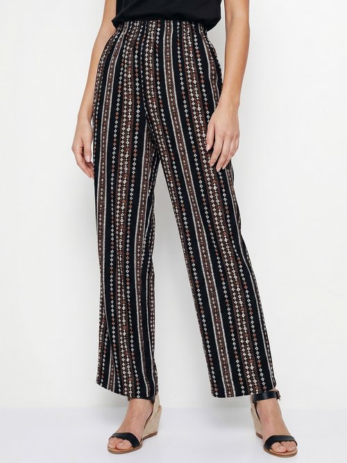 Pantalon imprimé taille élastiquée Femme Noir NECTARINE FA1