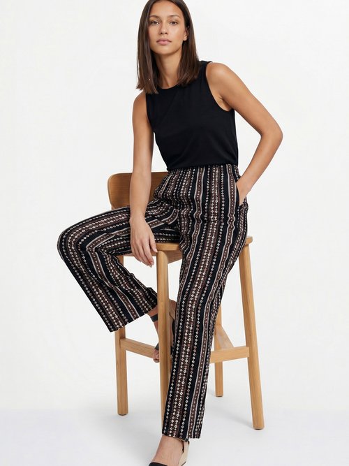 Pantalon imprimé taille élastiquée Femme Noir NECTARINE MV1