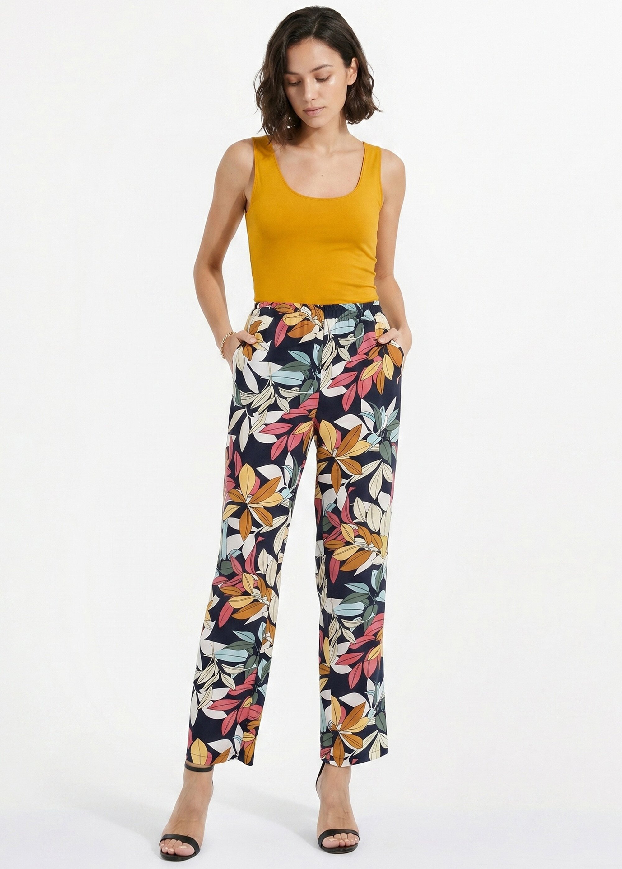 Pantalon imprimé taille élastiquée Femme Bleu NECTARINE MV1