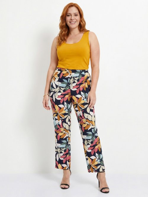 Pantalon imprimé taille élastiquée Femme Grande Taille Bleu NECTARINE SI1