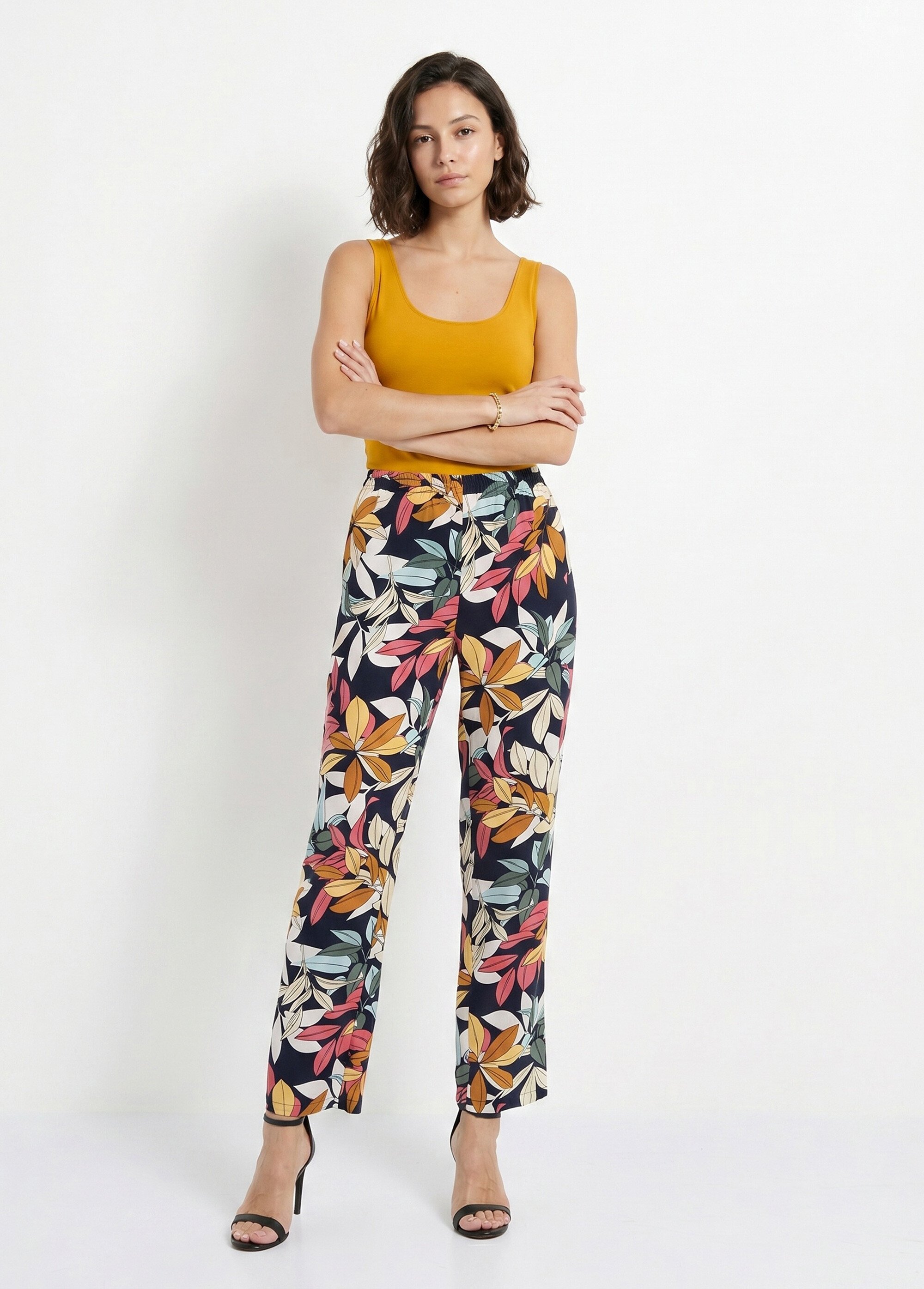 Pantalon imprimé taille élastiquée Femme Bleu NECTARINE SI1