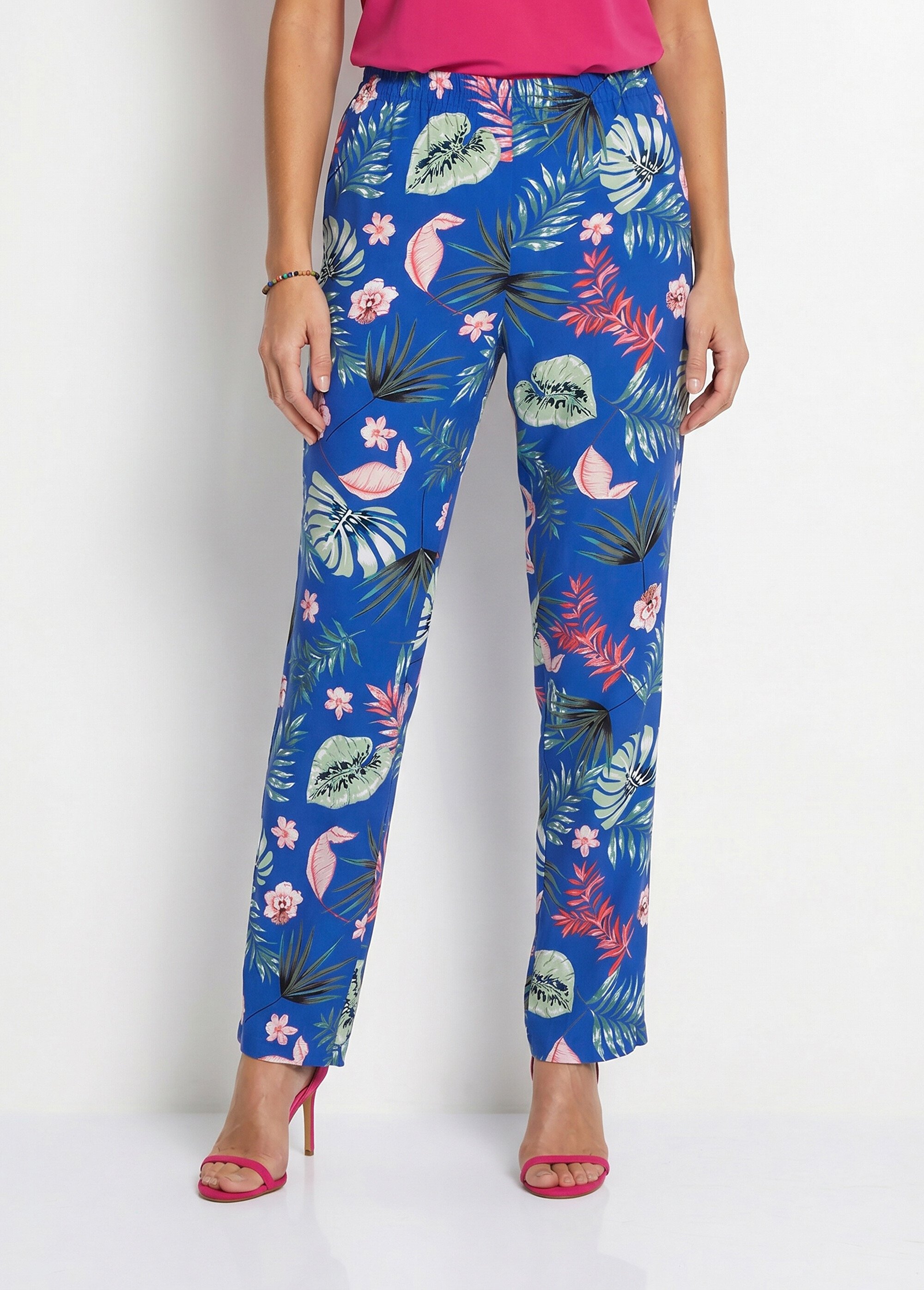 Pantalon imprimé taille élastiquée Femme Bleu NECTARINE FA1