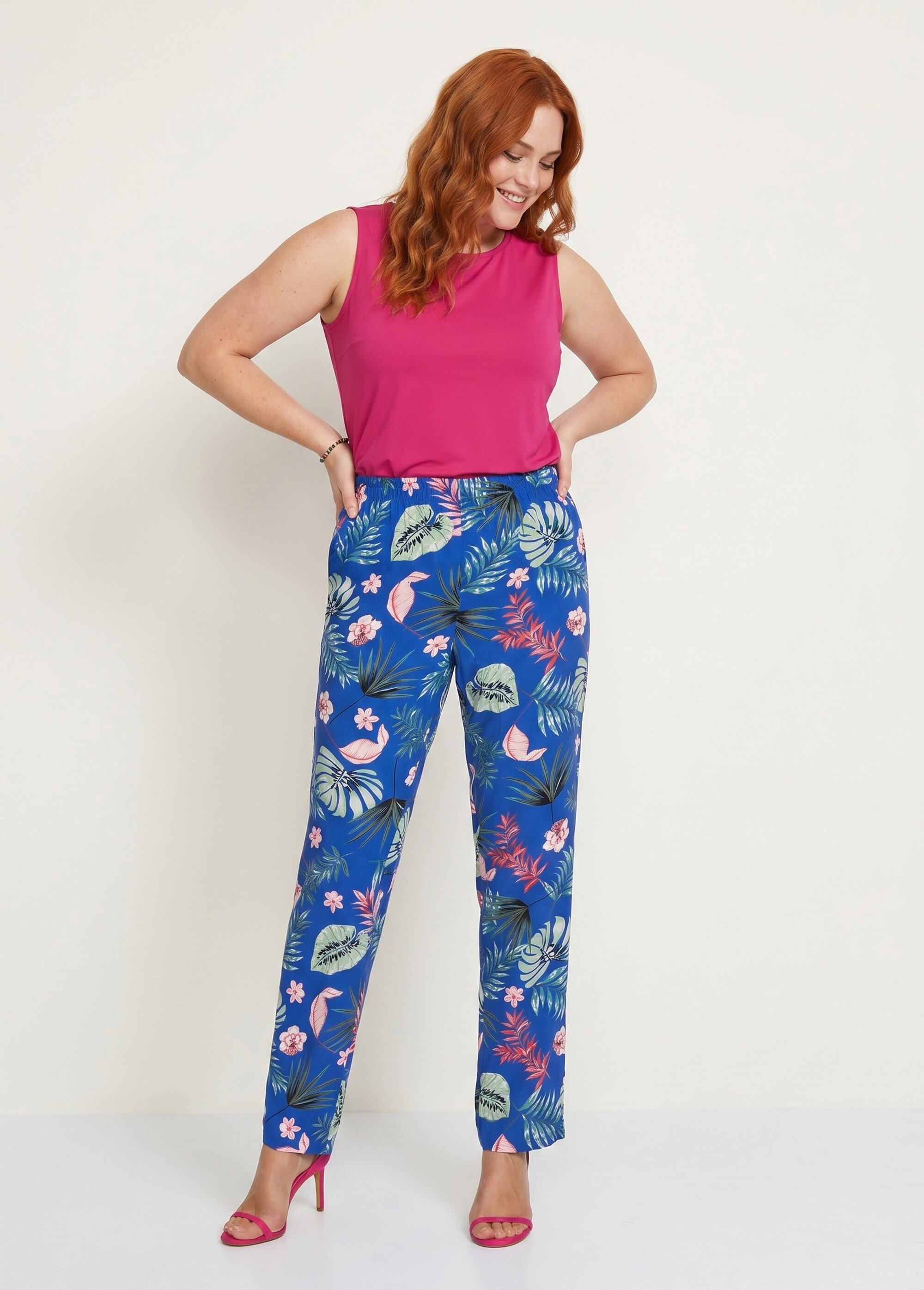 Pantalon imprimé taille élastiquée
