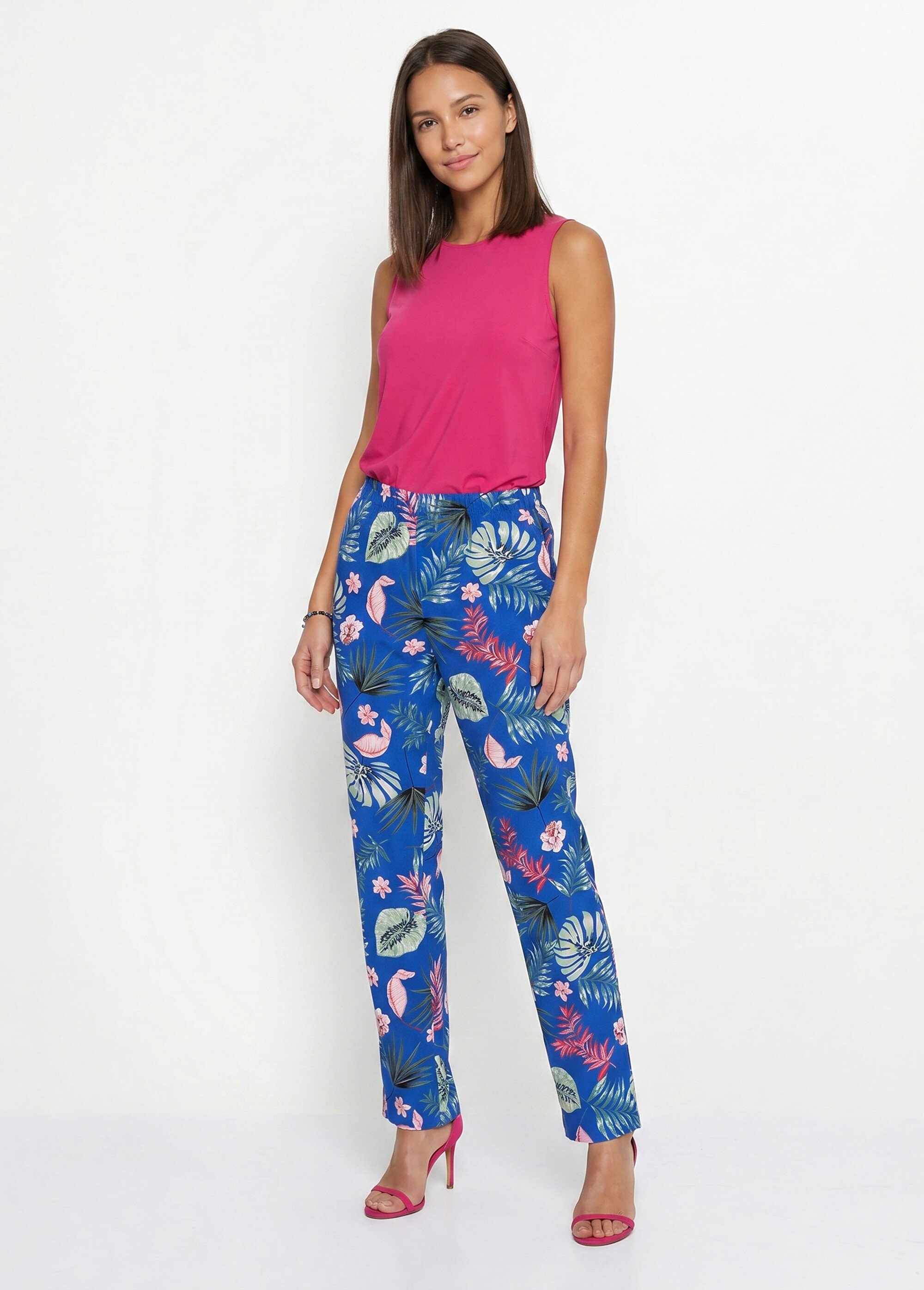 Pantalon imprimé taille élastiquée Femme Bleu NECTARINE SI1