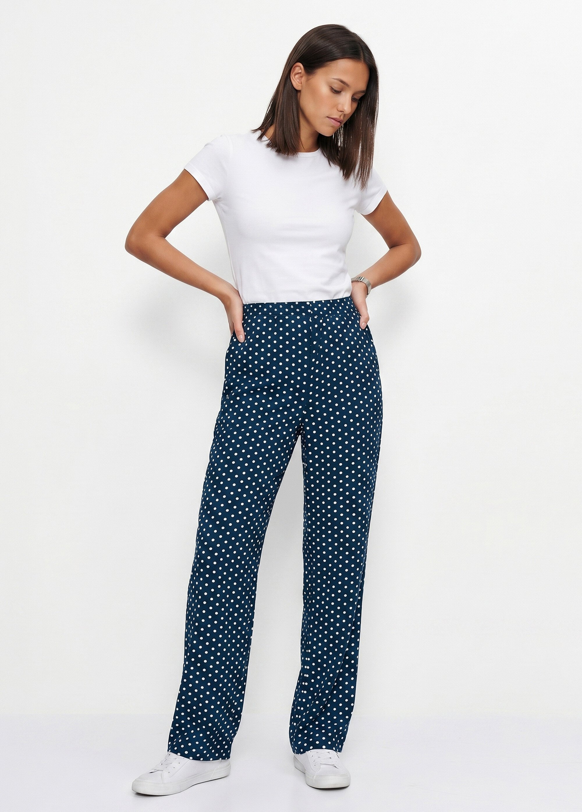 Pantalon imprimé taille élastiquée