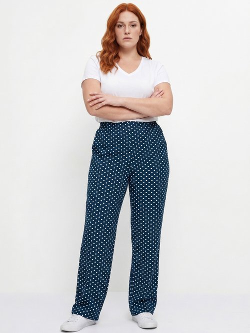 Pantalon imprimé taille élastiquée Femme Grande Taille Noir NECTARINE SI1