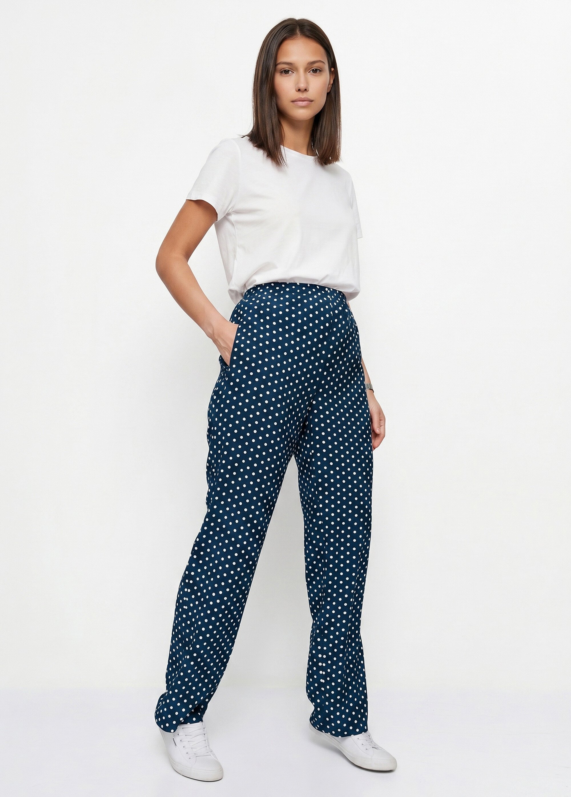 Pantalon imprimé taille élastiquée Femme Noir NECTARINE SI1
