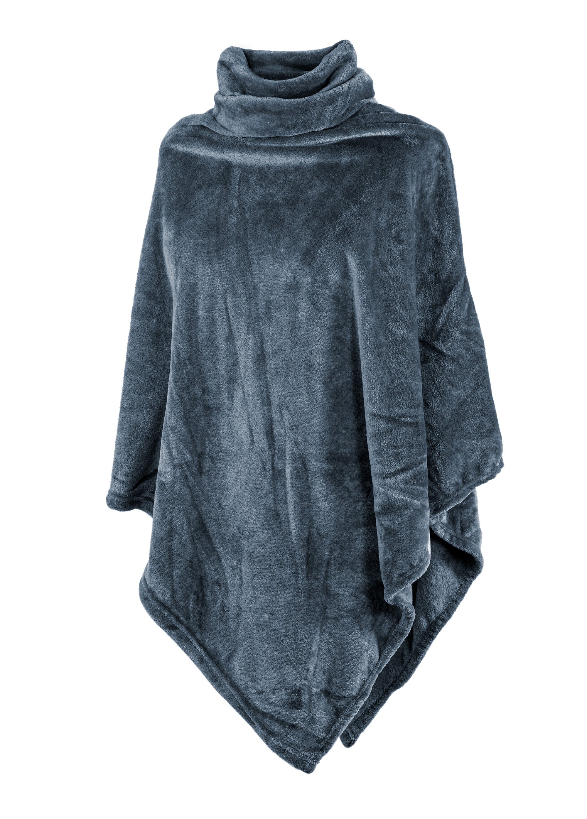 Poncho maille polaire avec col montant Femme Bleu TIS-COSY-PONCHO AP1
