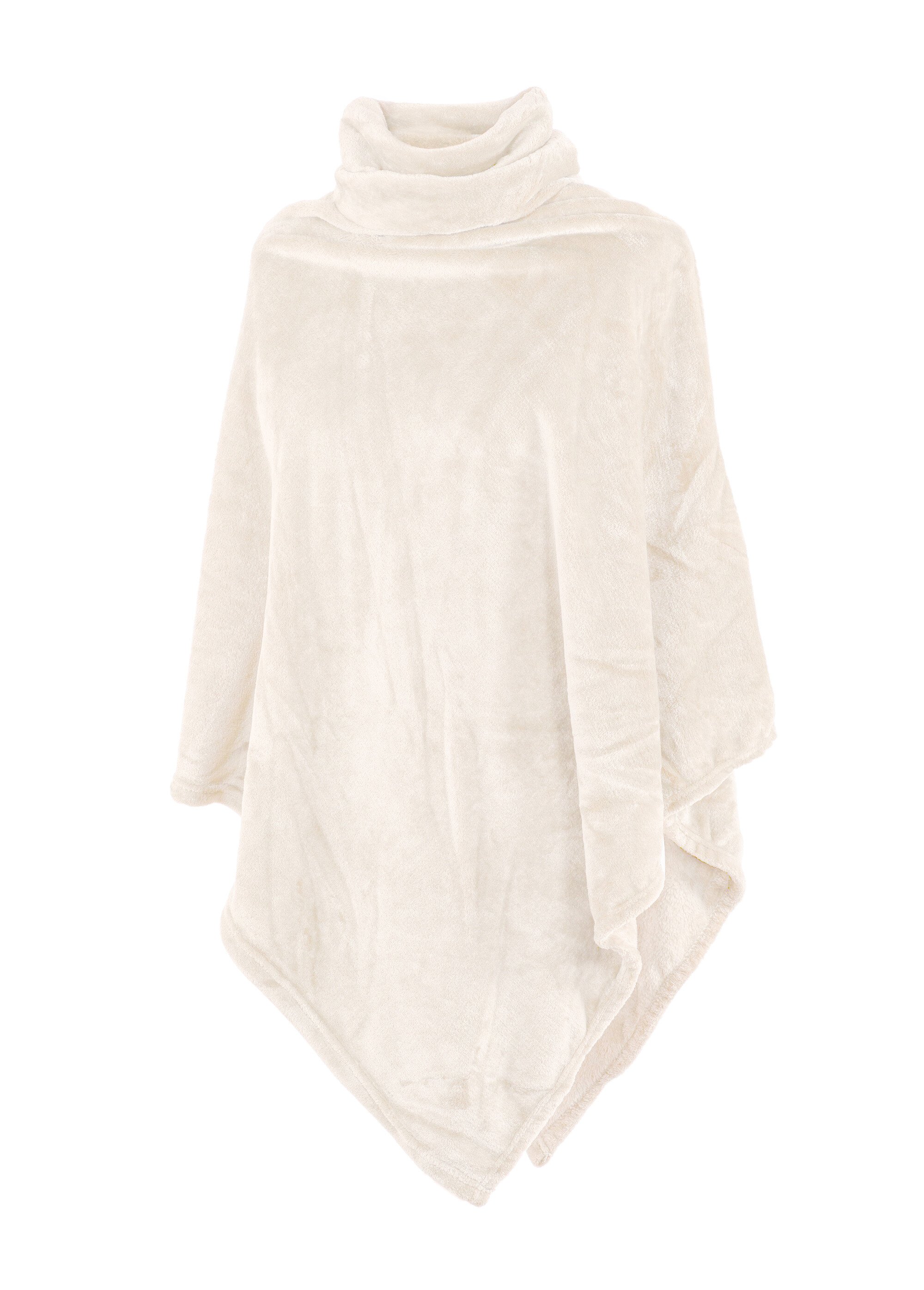Poncho maille polaire avec col montant Femme Beige TIS-COSY-PONCHO AP1
