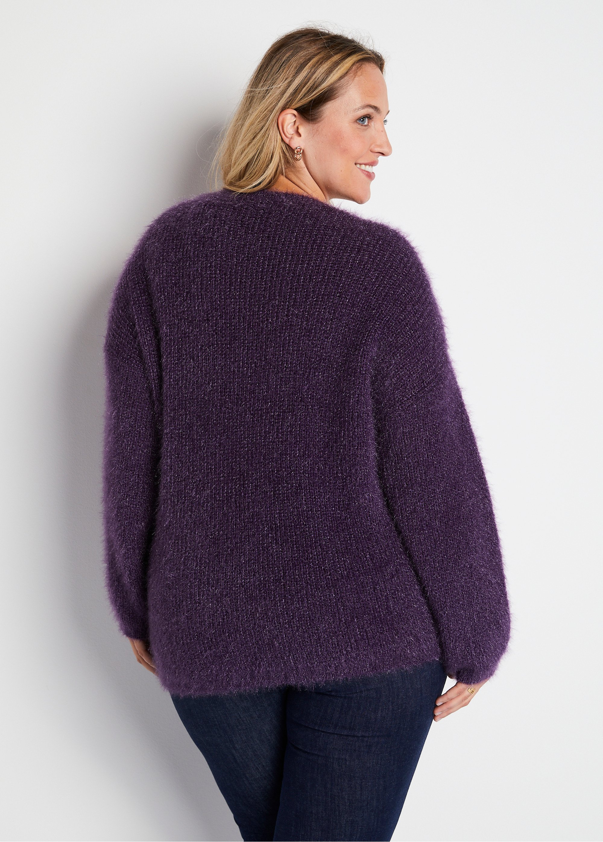 Pull doux colorblock maille poilue