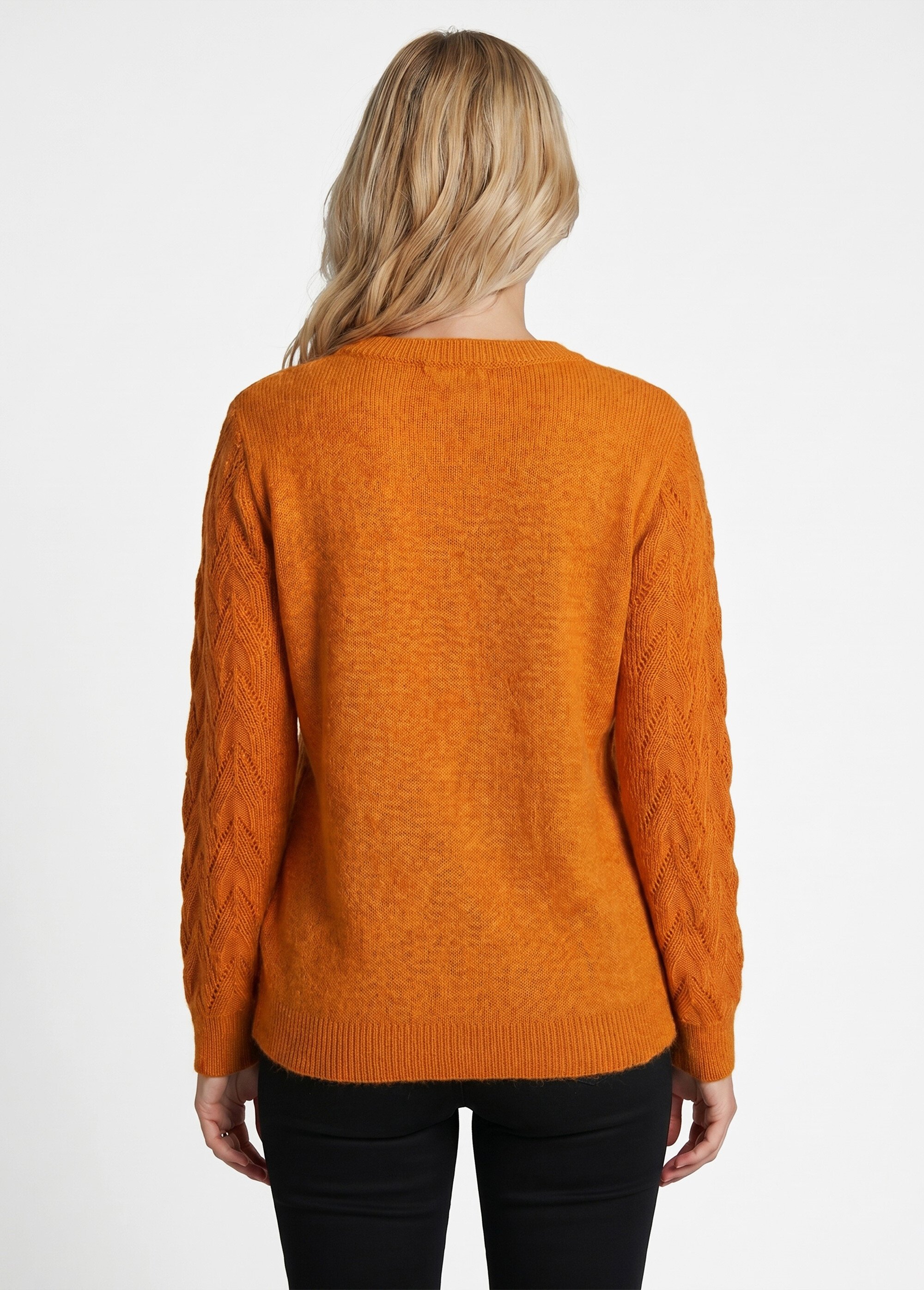 Pull doux uni col rond maille fantaisie