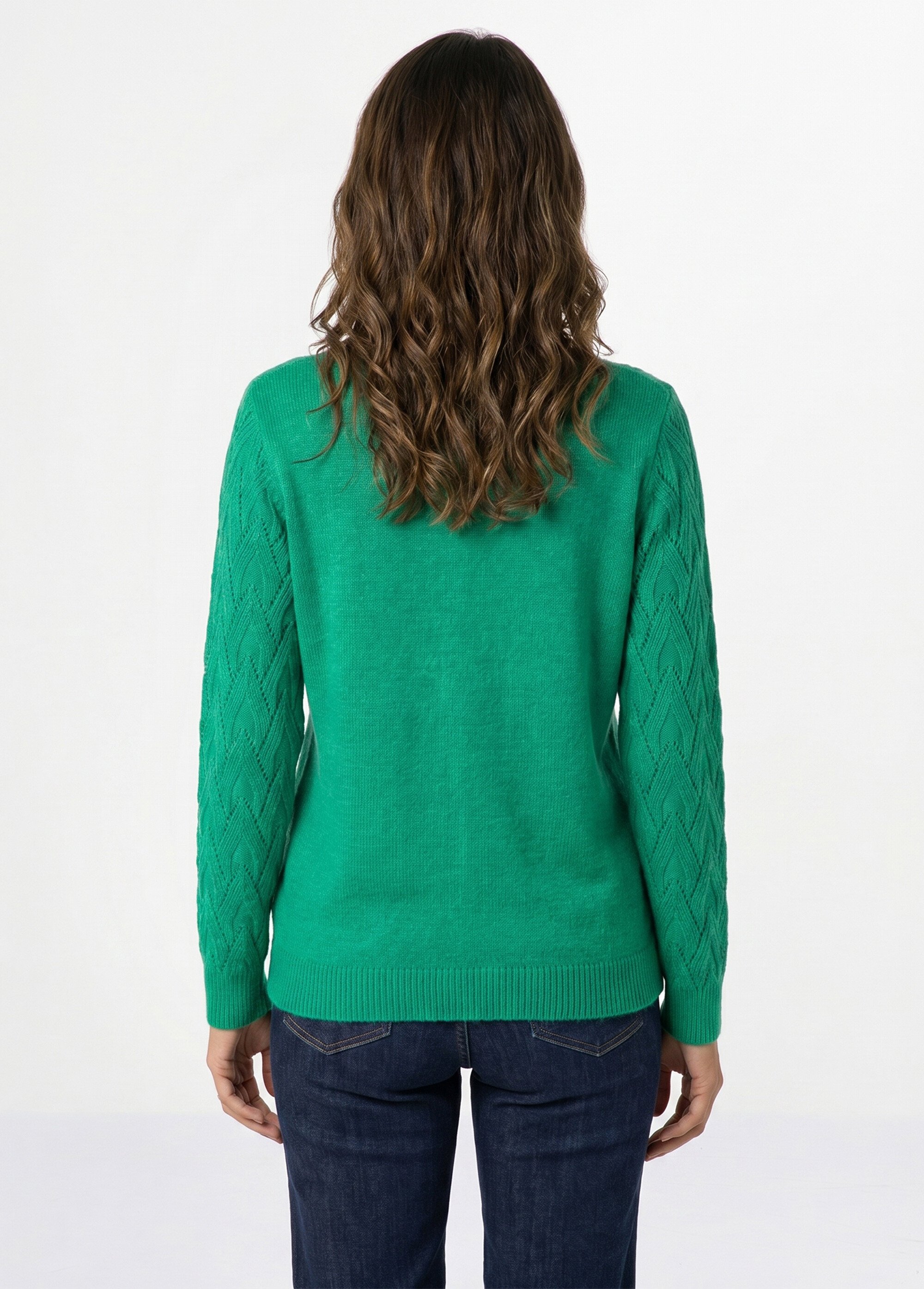 Pull doux uni col rond maille fantaisie