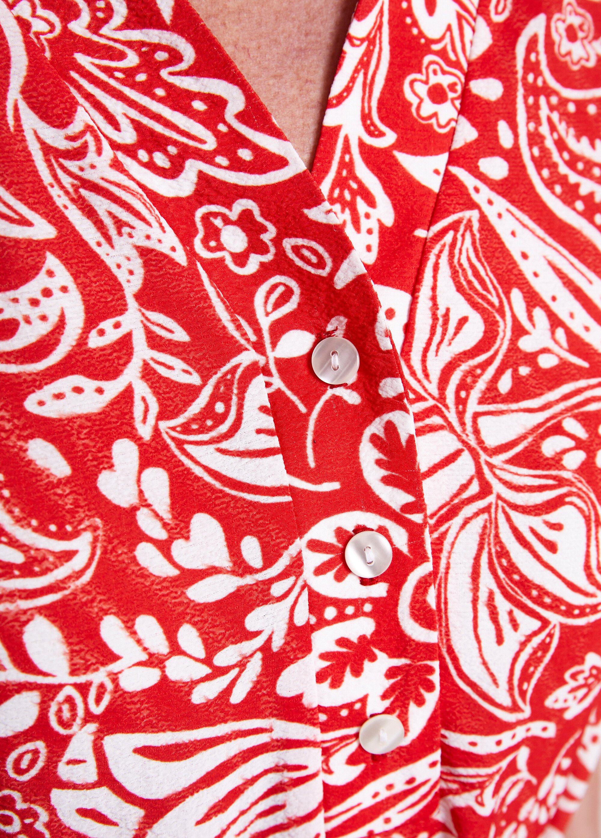 Robe courte tissu gaufré bicolore Femme Rouge EDIRNE DE3
