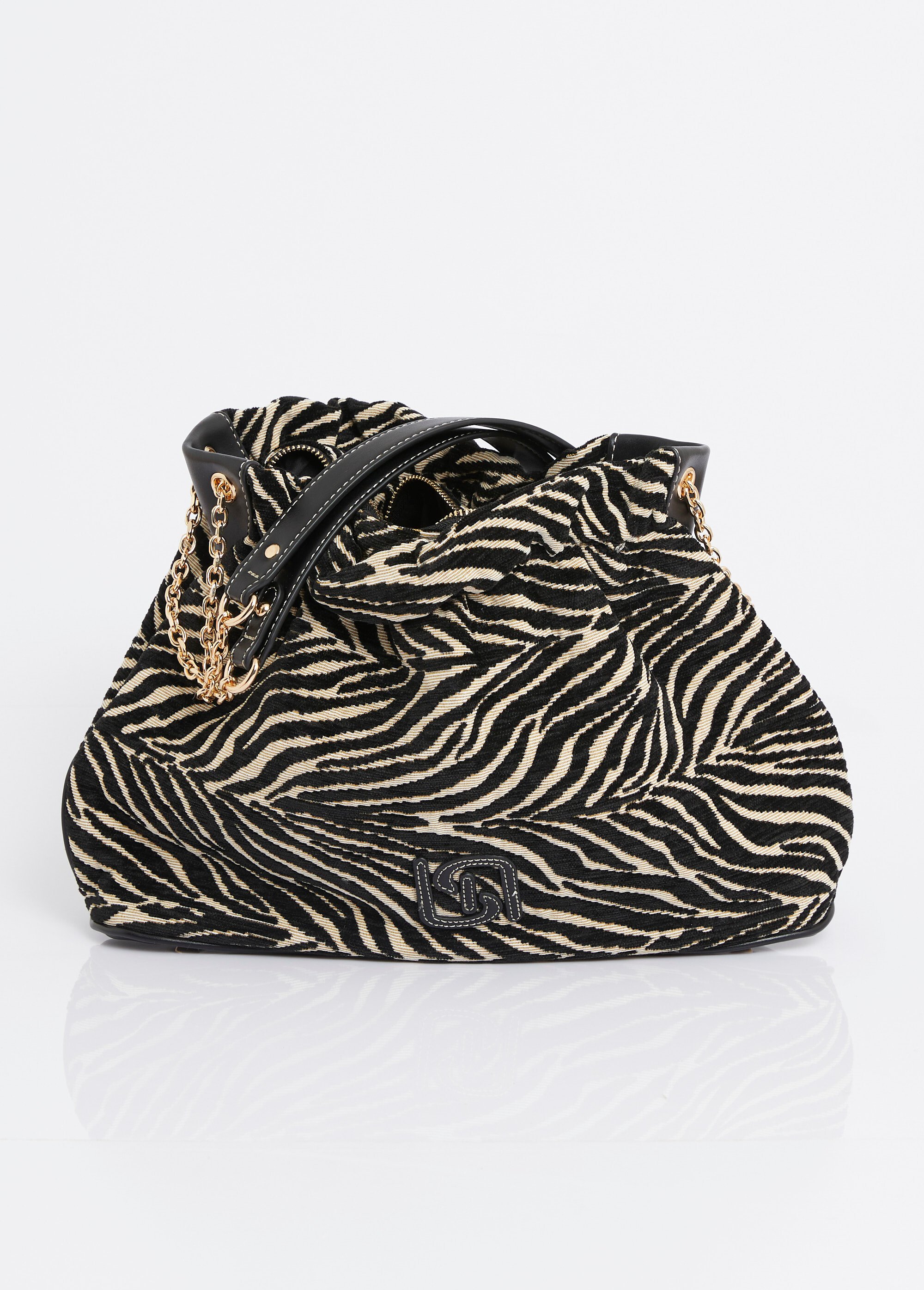 Sac à main bourse, motif velours zèbre Femme Gris MIM90795-3 DE1
