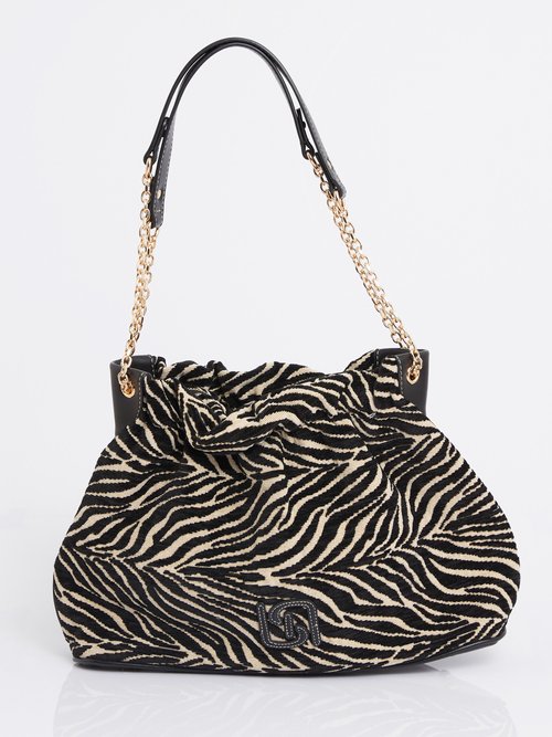 Sac à main bourse, motif velours zèbre Femme Gris MIM90795-3 FA1