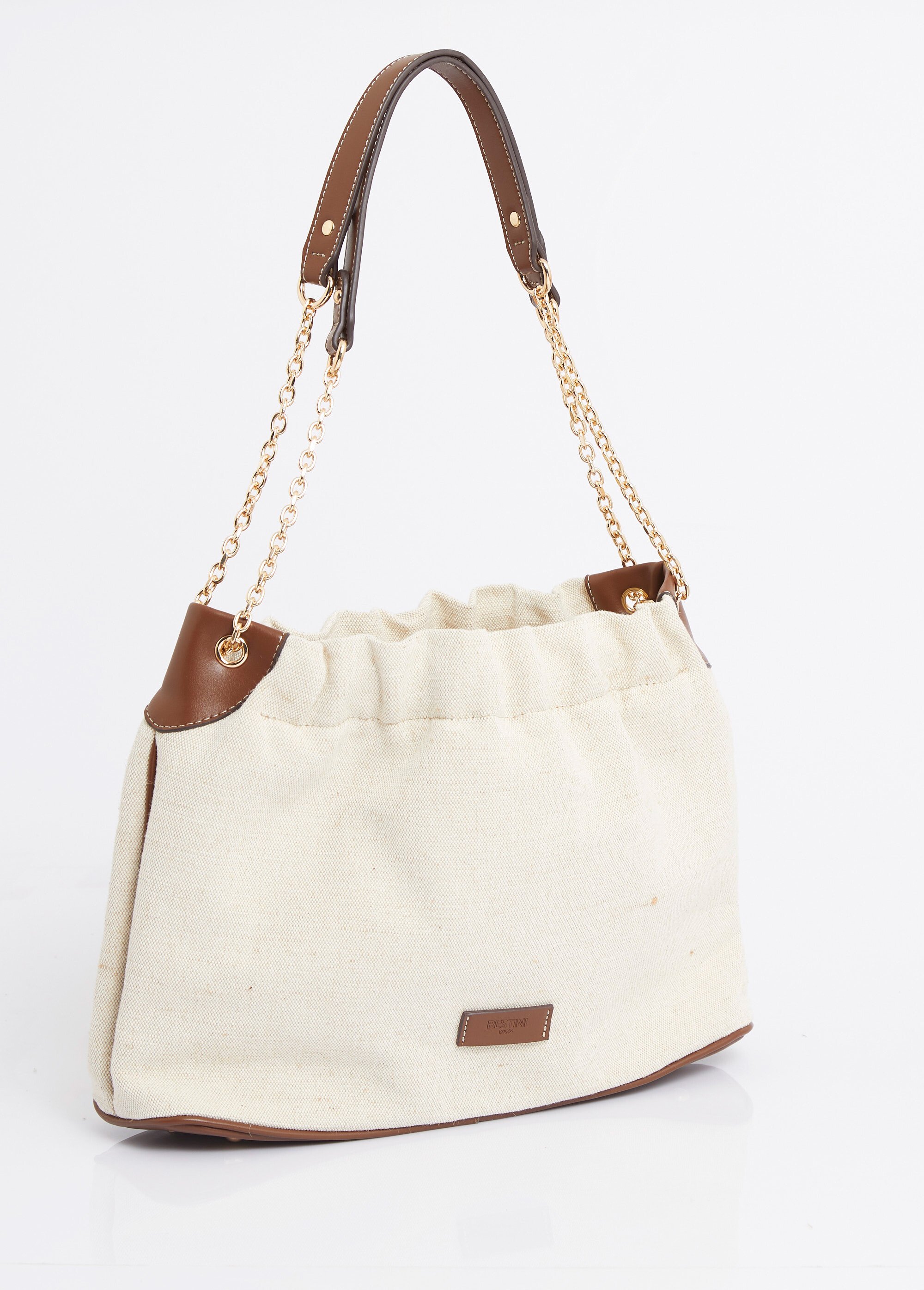Sac à main bourse, toile effet lin Femme Beige MIM90795-5 DO1