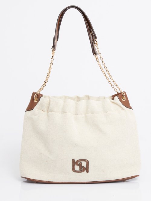 Sac à main bourse, toile effet lin Femme Beige MIM90795-5 FA1