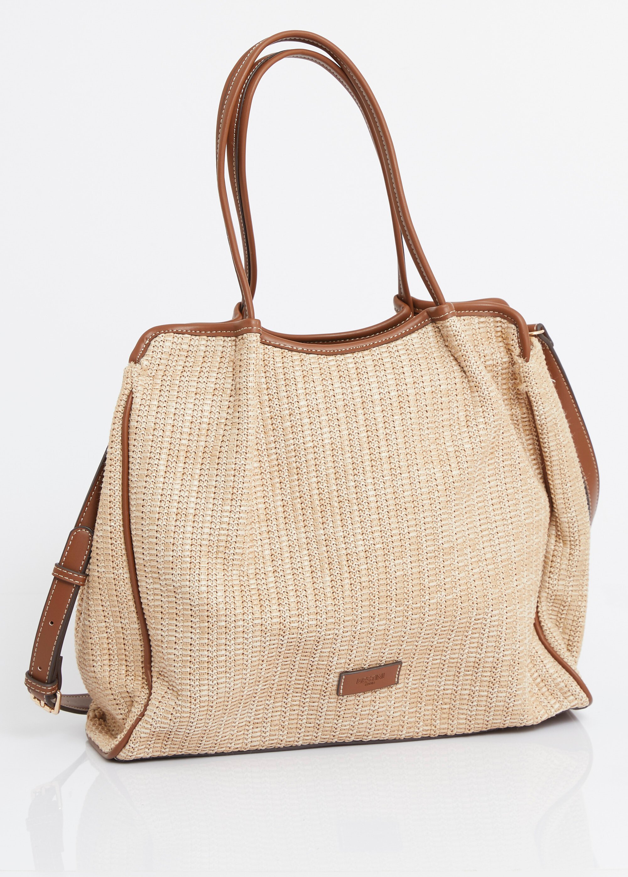 Sac shopping chic tressé détails simili Femme Marron MIM92590-5 DO1