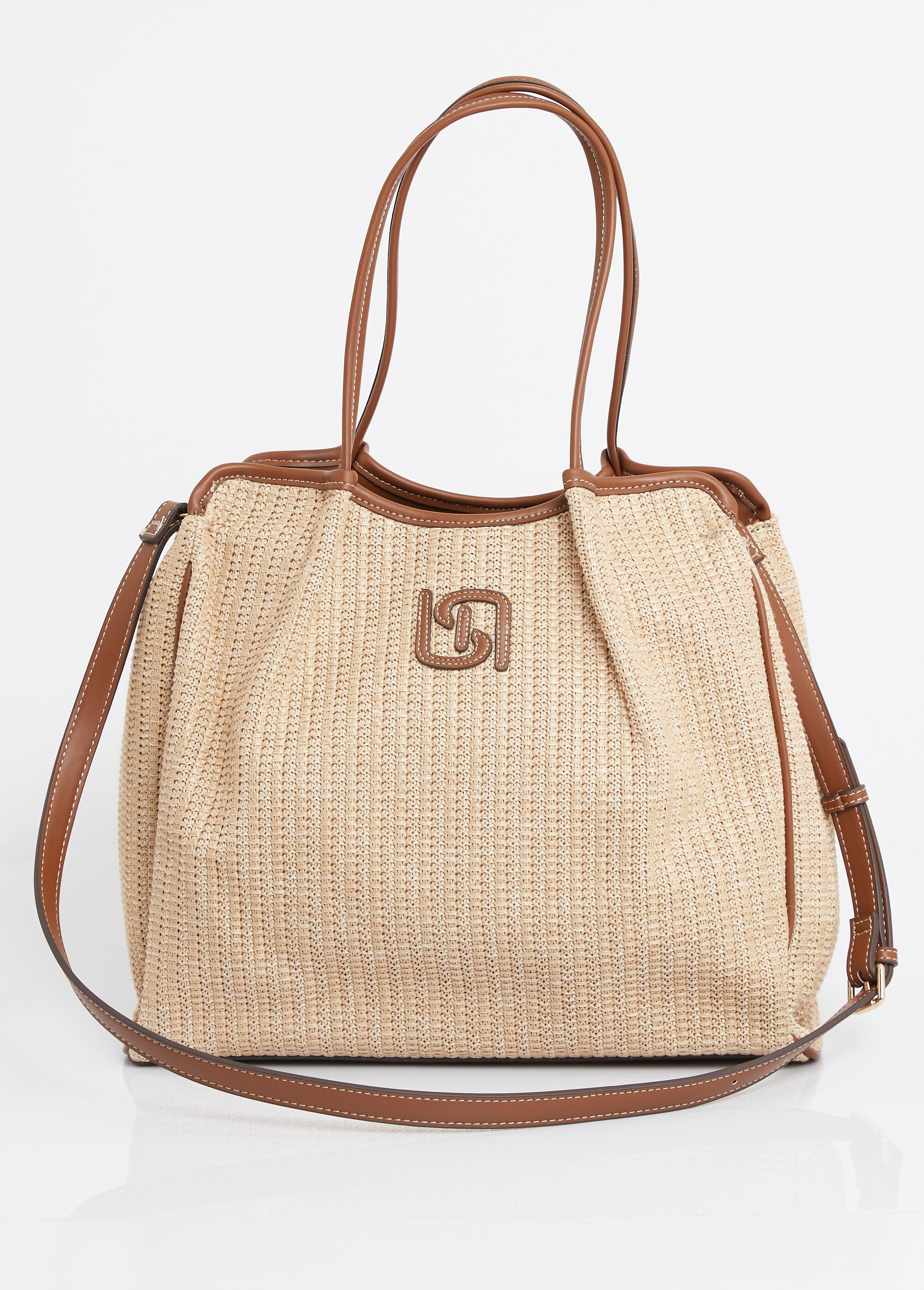 Sac shopping chic tressé détails simili Femme Marron MIM92590-5 FA1