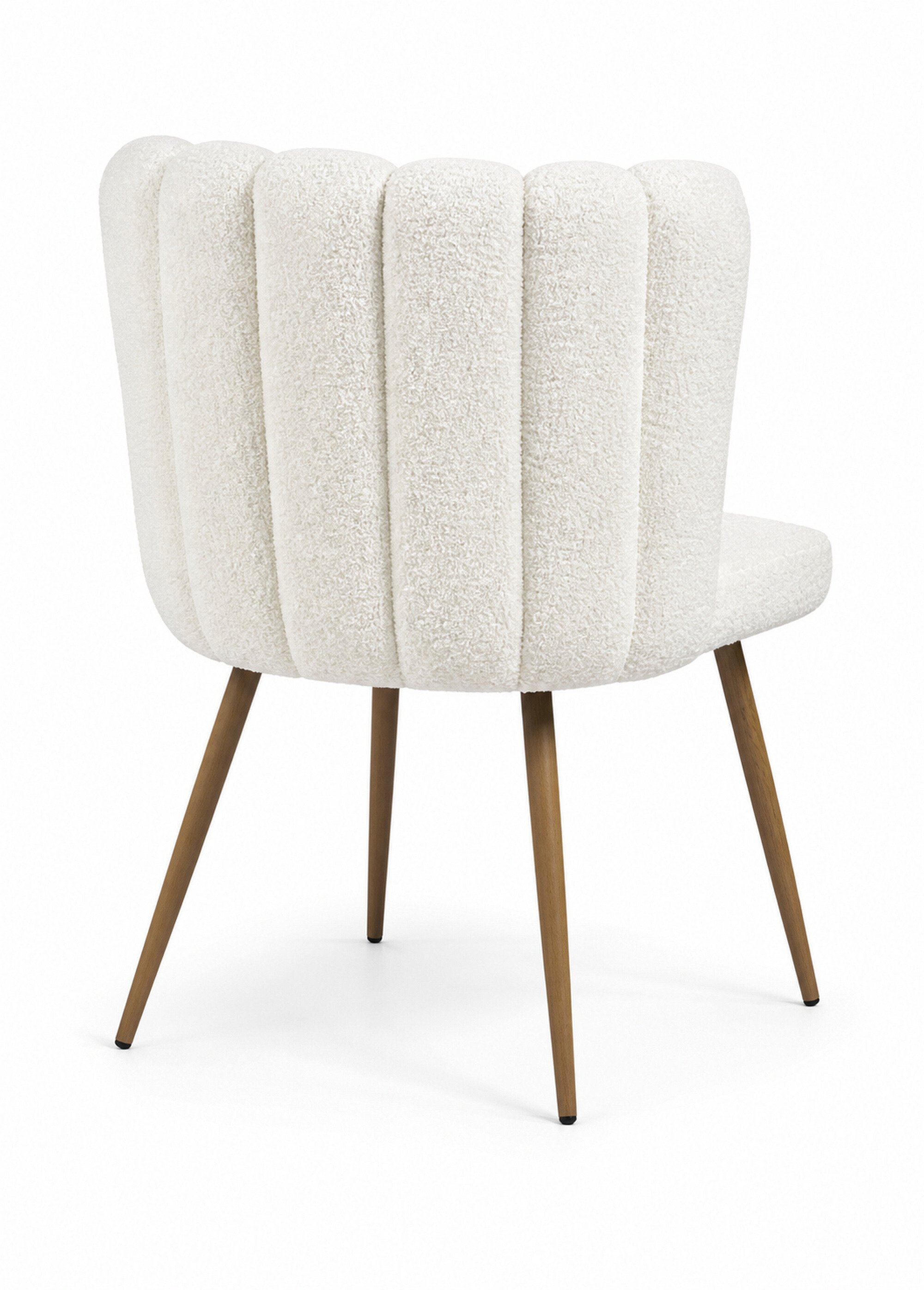 Set 2 Chaises bouclette ARIEL, pieds bois BLANC CMP-HD0057 DO1