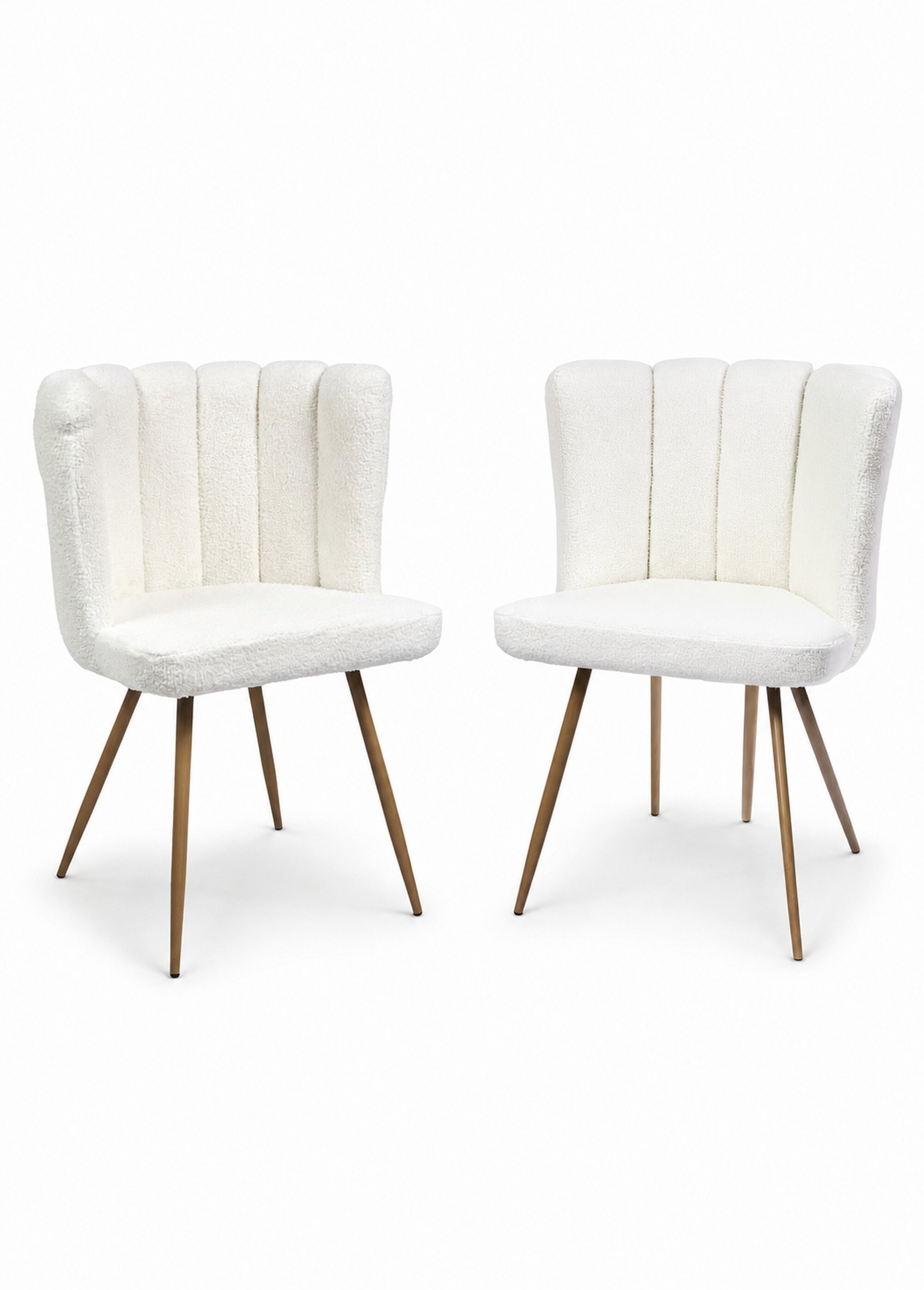 Set 2 Chaises bouclette ARIEL, pieds bois BLANC CMP-HD0057 FA1