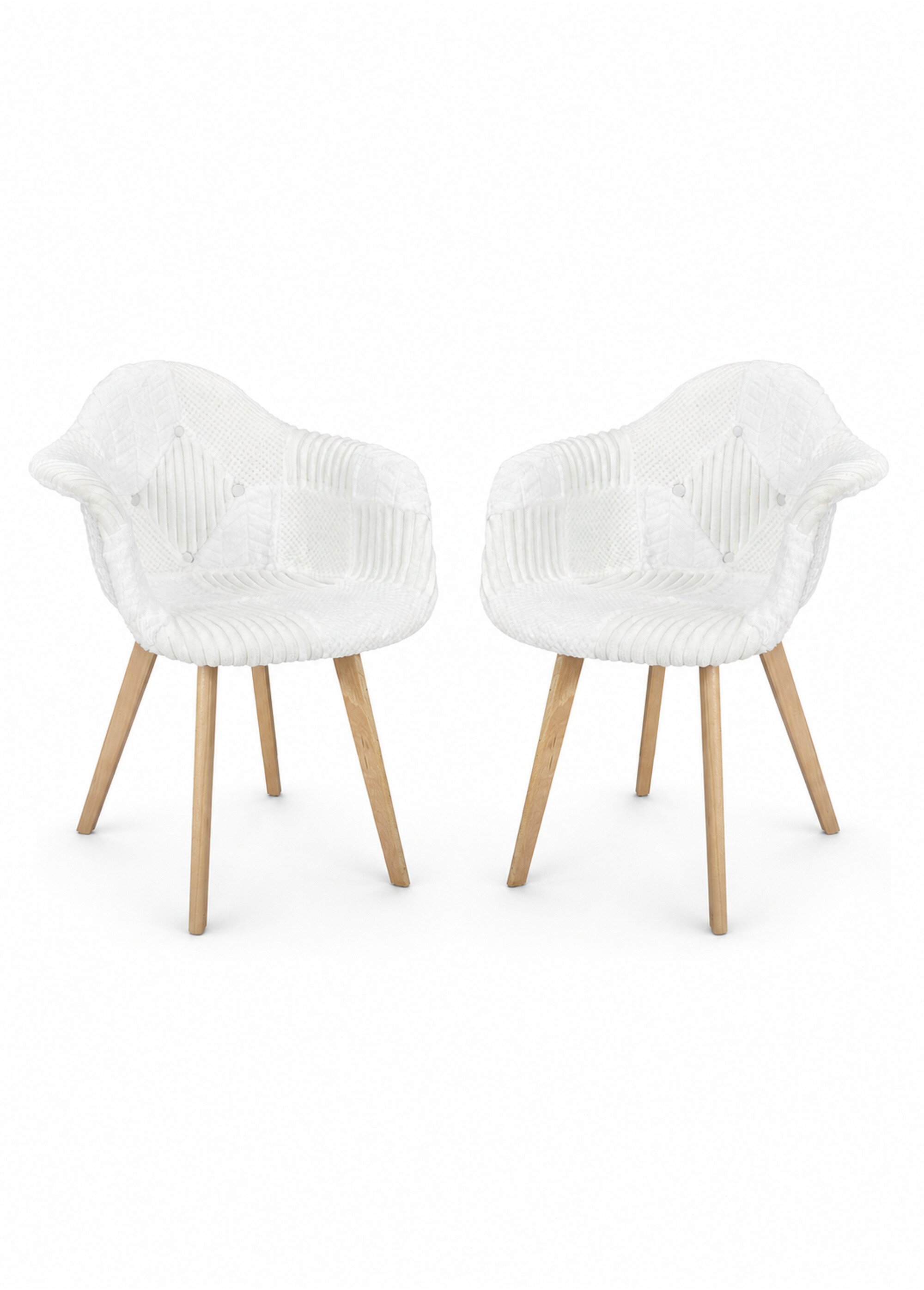 Set 2 Fauteuils scandinaves PATCHWORK BLANC CMP-HD0062 FA1