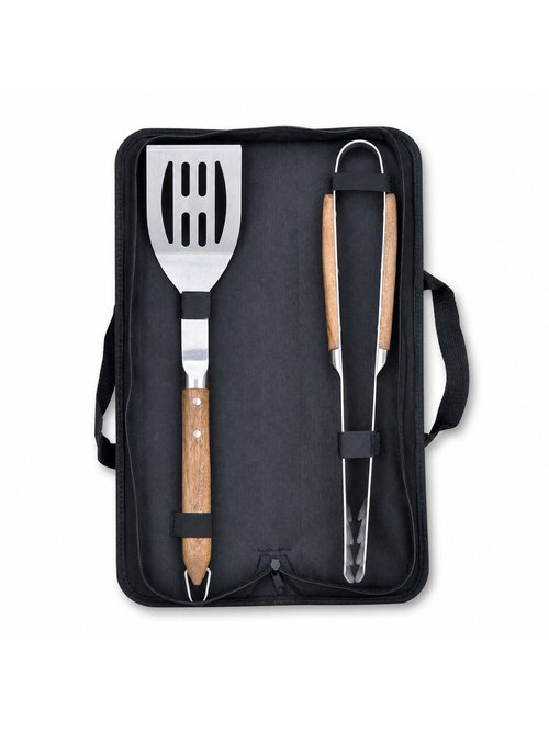 Set 2 Ustensiles barbecue acier/bois SEVE 2 Marron 9180615 FA1
