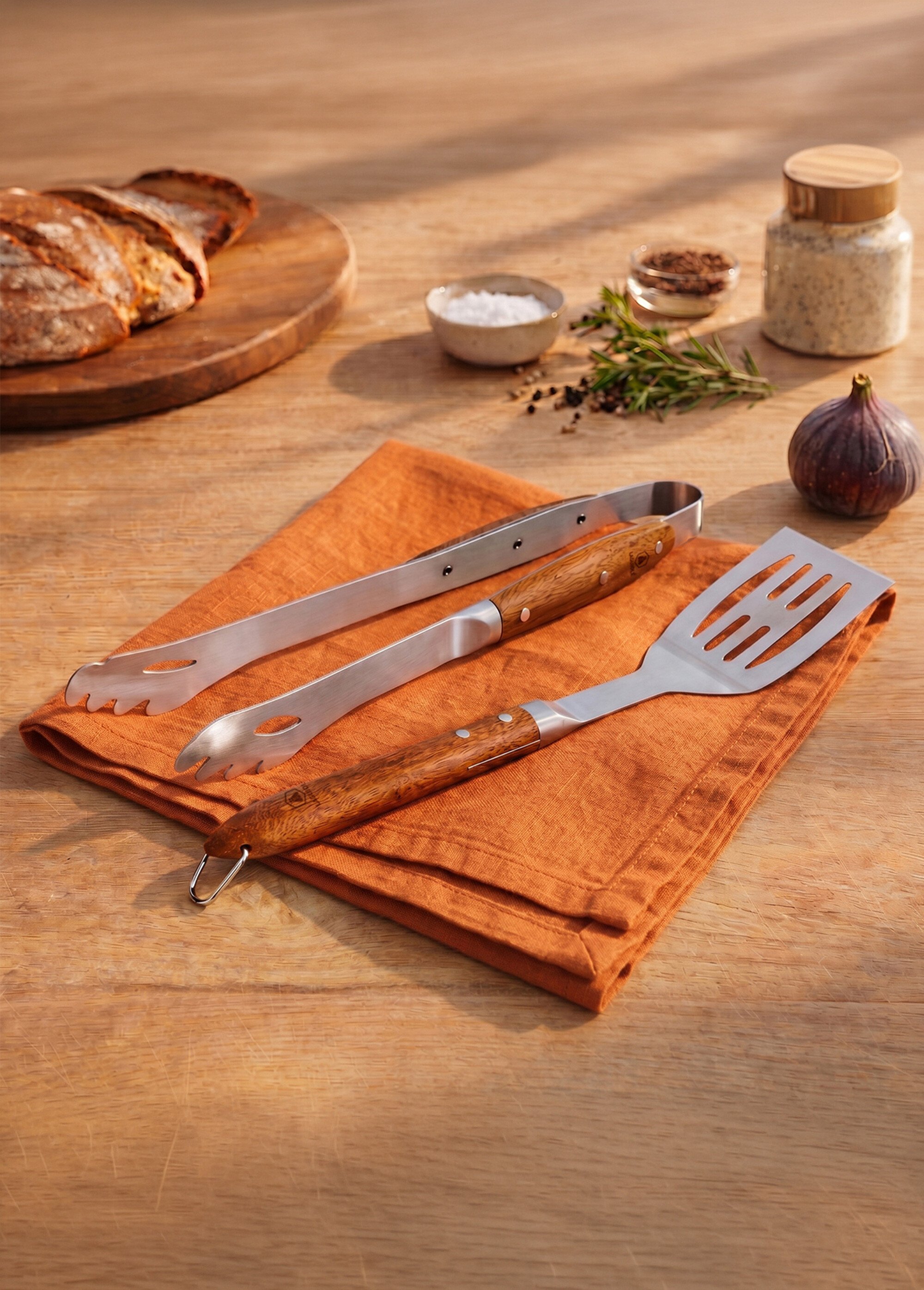 Set 2 Ustensiles barbecue acier/bois SEVE 2 Marron 9180615 SI1