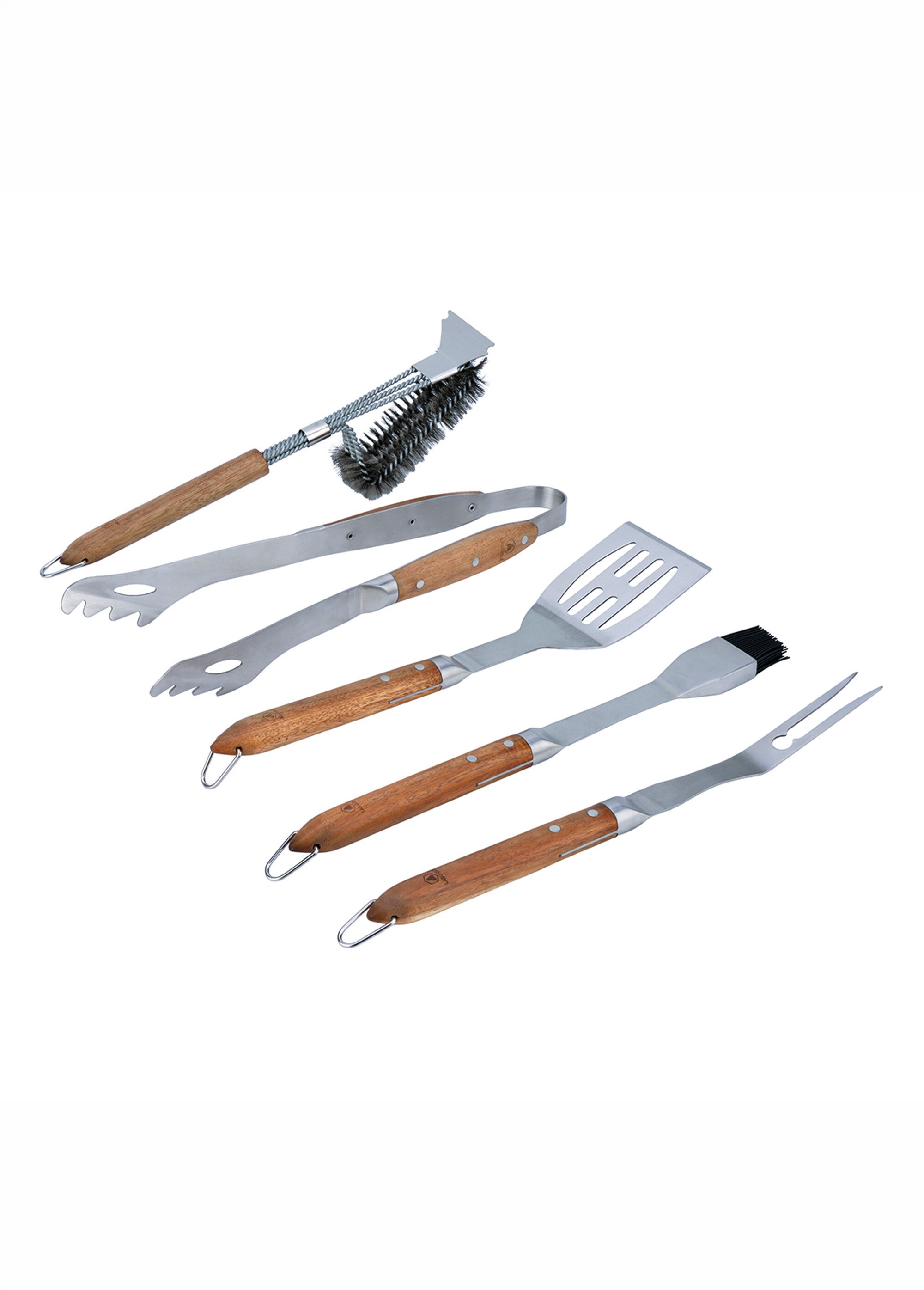 Set 5 Ustensiles barbecue acier/bois SEVE 3 Marron 9180620 DE1