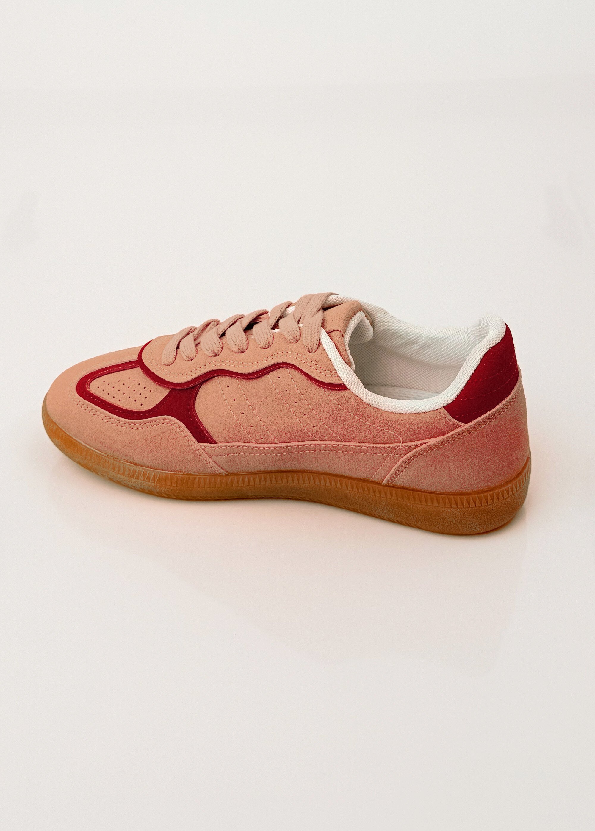 Sneakers simili cuir lisse et suédé Femme Rose COVLT33-76 DO1