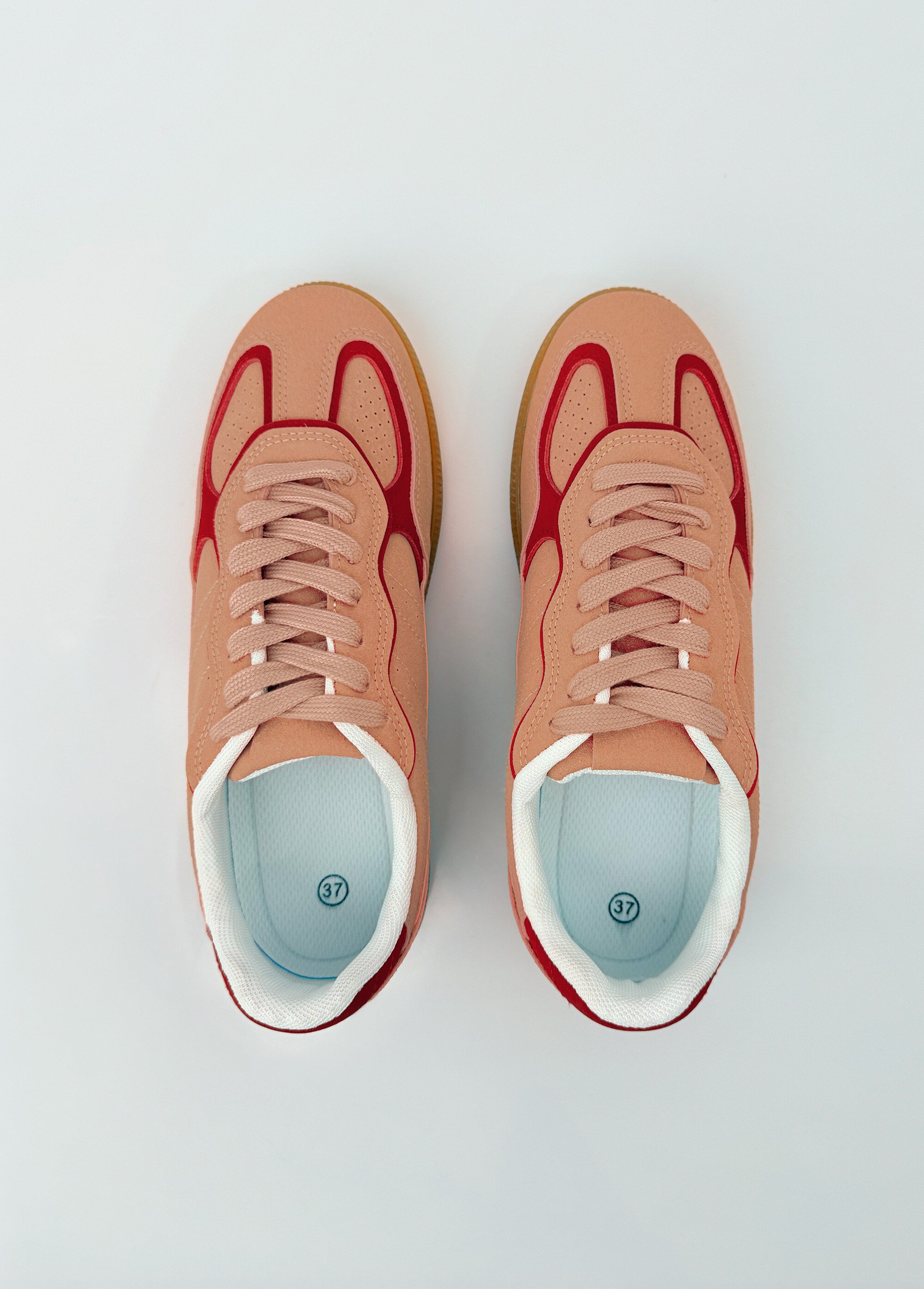Sneakers simili cuir lisse et suédé Femme Rose COVLT33-76 OV1