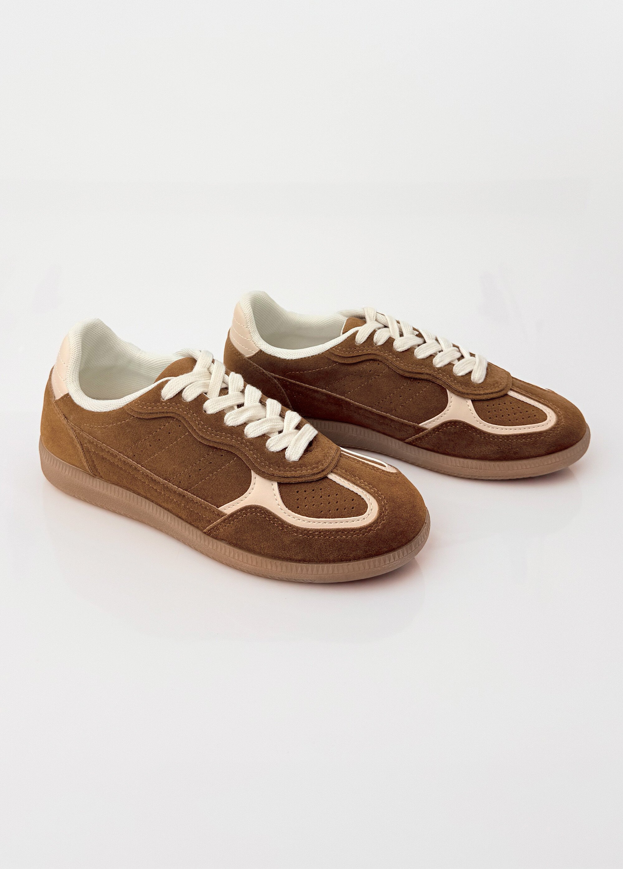 Sneakers simili cuir lisse et suédé Femme Marron COVLT33-76 DE1