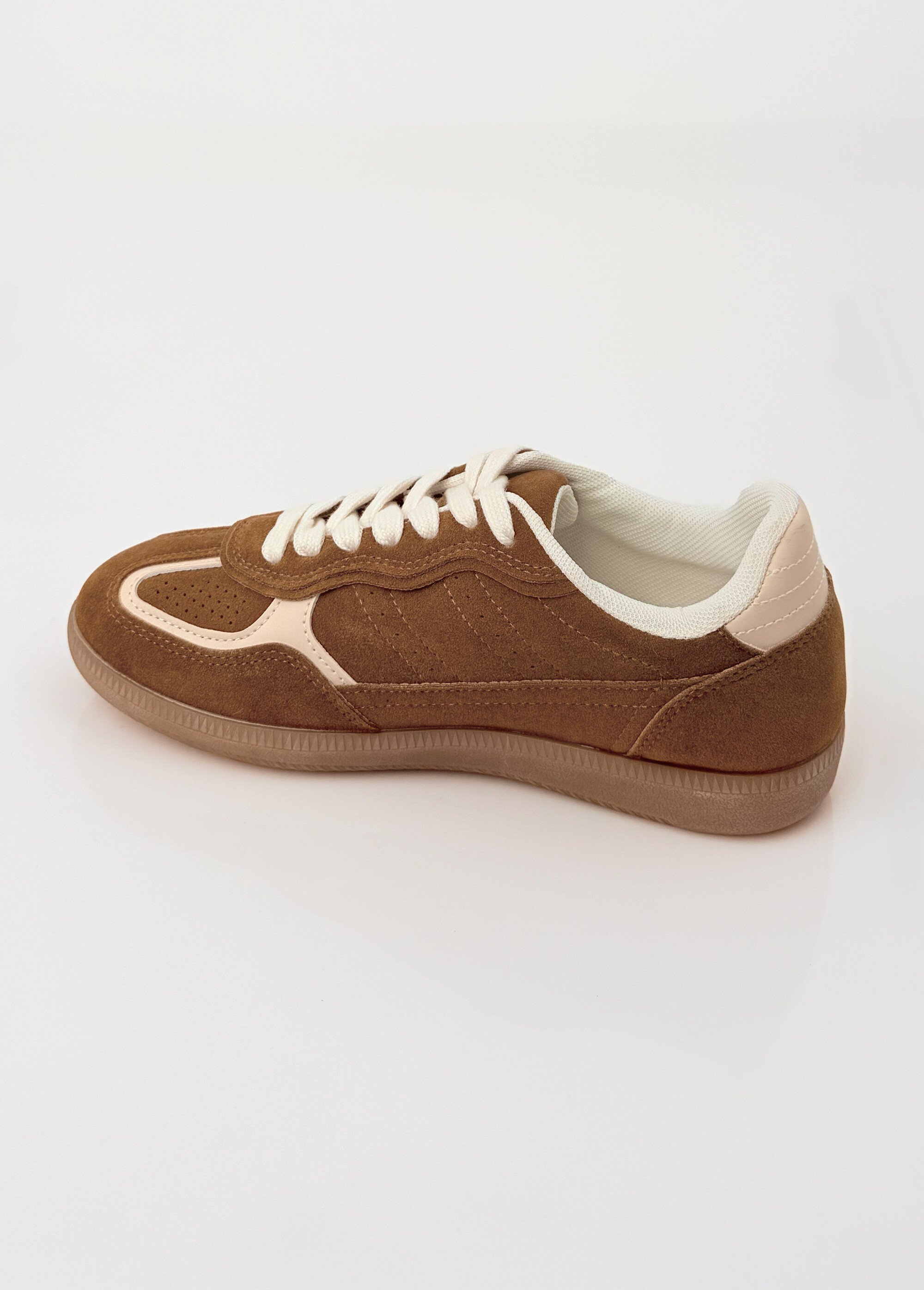 Sneakers simili cuir lisse et suédé Femme Marron COVLT33-76 DO1